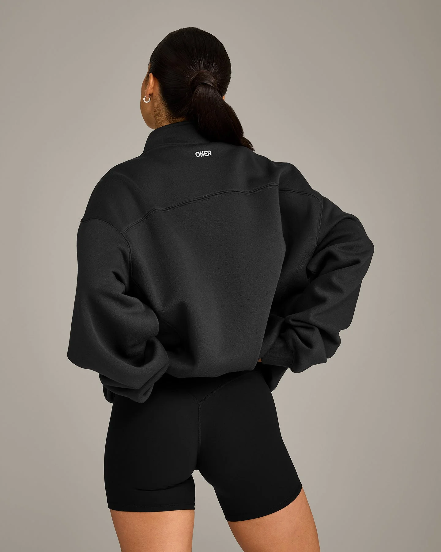 Foundations Cosy 1/4 Zip Sweatshirt | Soft Black - Image 2