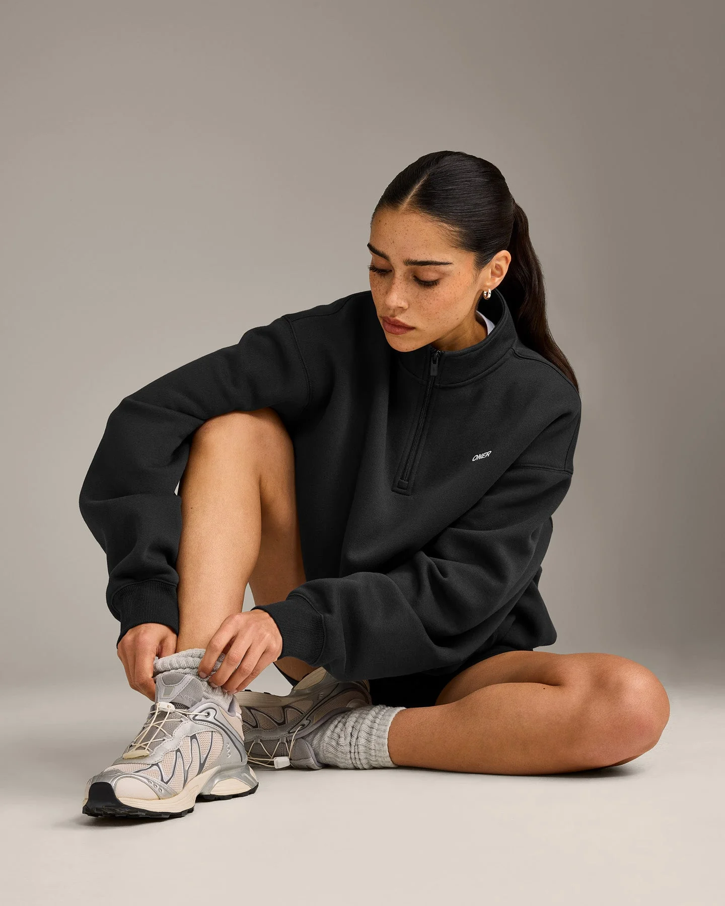Foundations Cosy 1/4 Zip Sweatshirt | Soft Black - Image 3