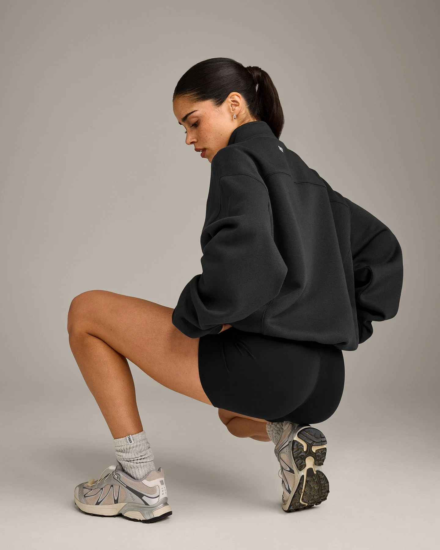 Foundations Cosy 1/4 Zip Sweatshirt | Soft Black - Image 5