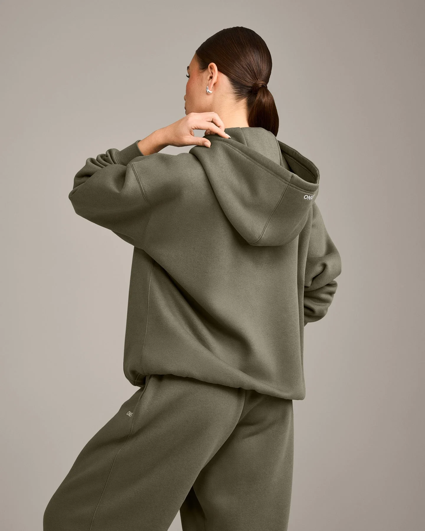 Foundations Cosy Oversized Zip Through Hoodie | Alpine Green - Image 2
