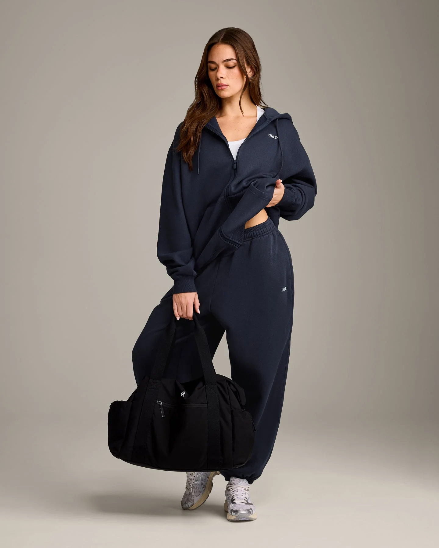 Foundations Cosy Oversized Zip Through Hoodie | True Blue - Image 3