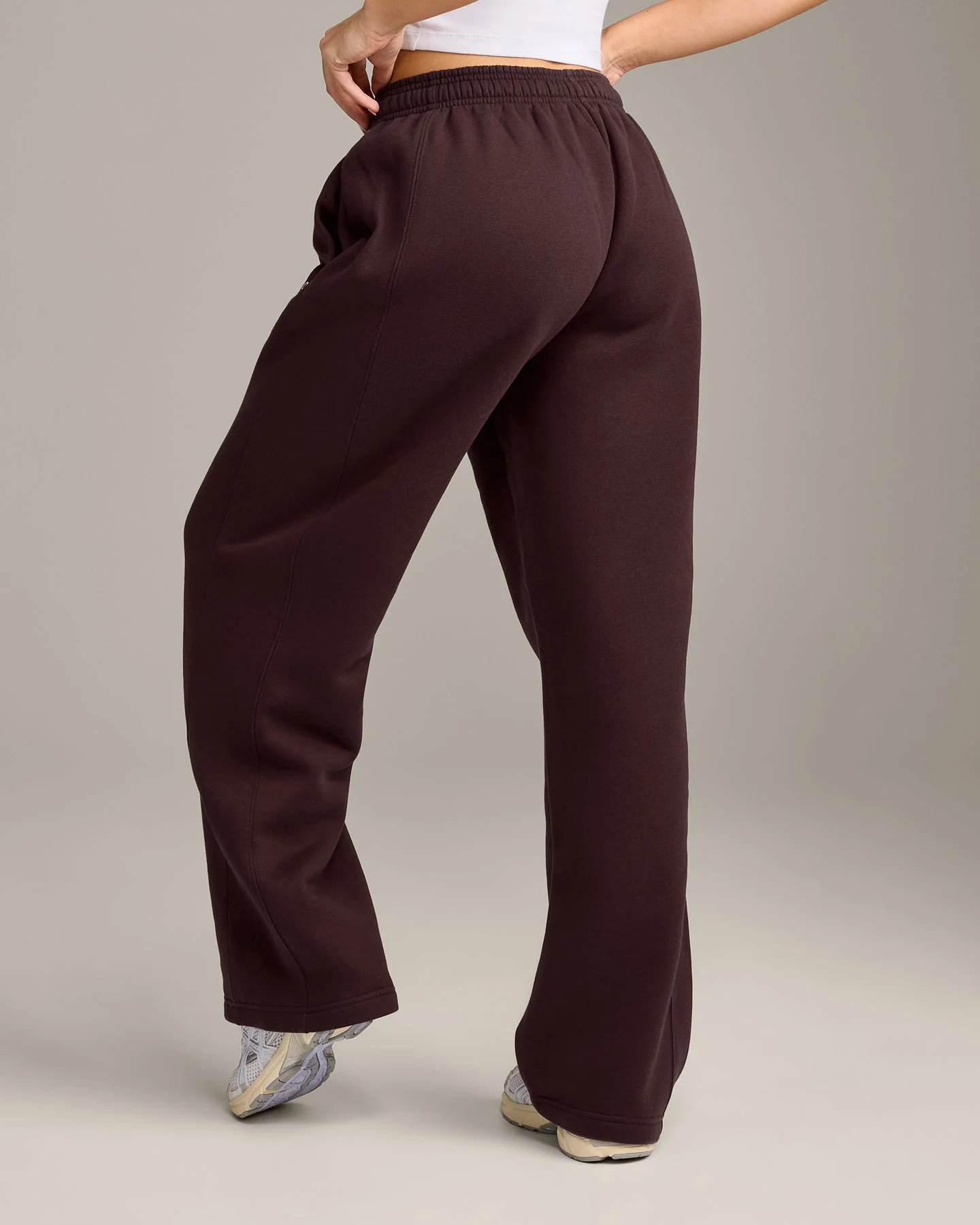 Foundations Cosy Straight Leg Joggers | Plum Brown - Image 2