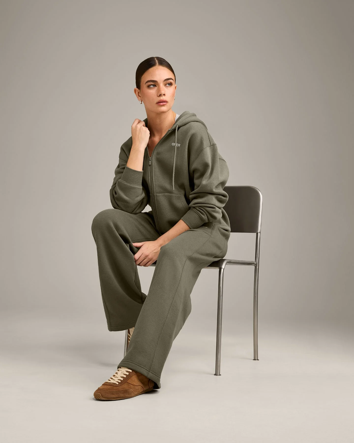 Foundations Cosy Zip Through Hoodie | Alpine Green - Image 3