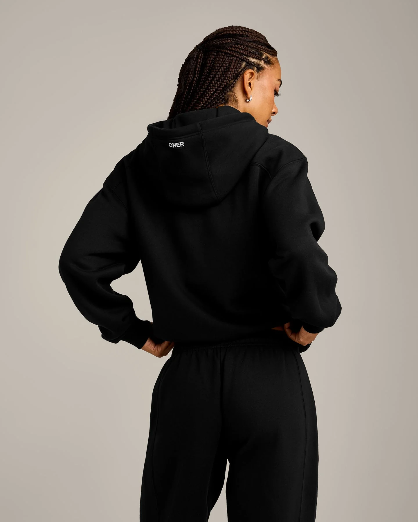 Foundations Cosy Zip Through Hoodie | Black - Image 2