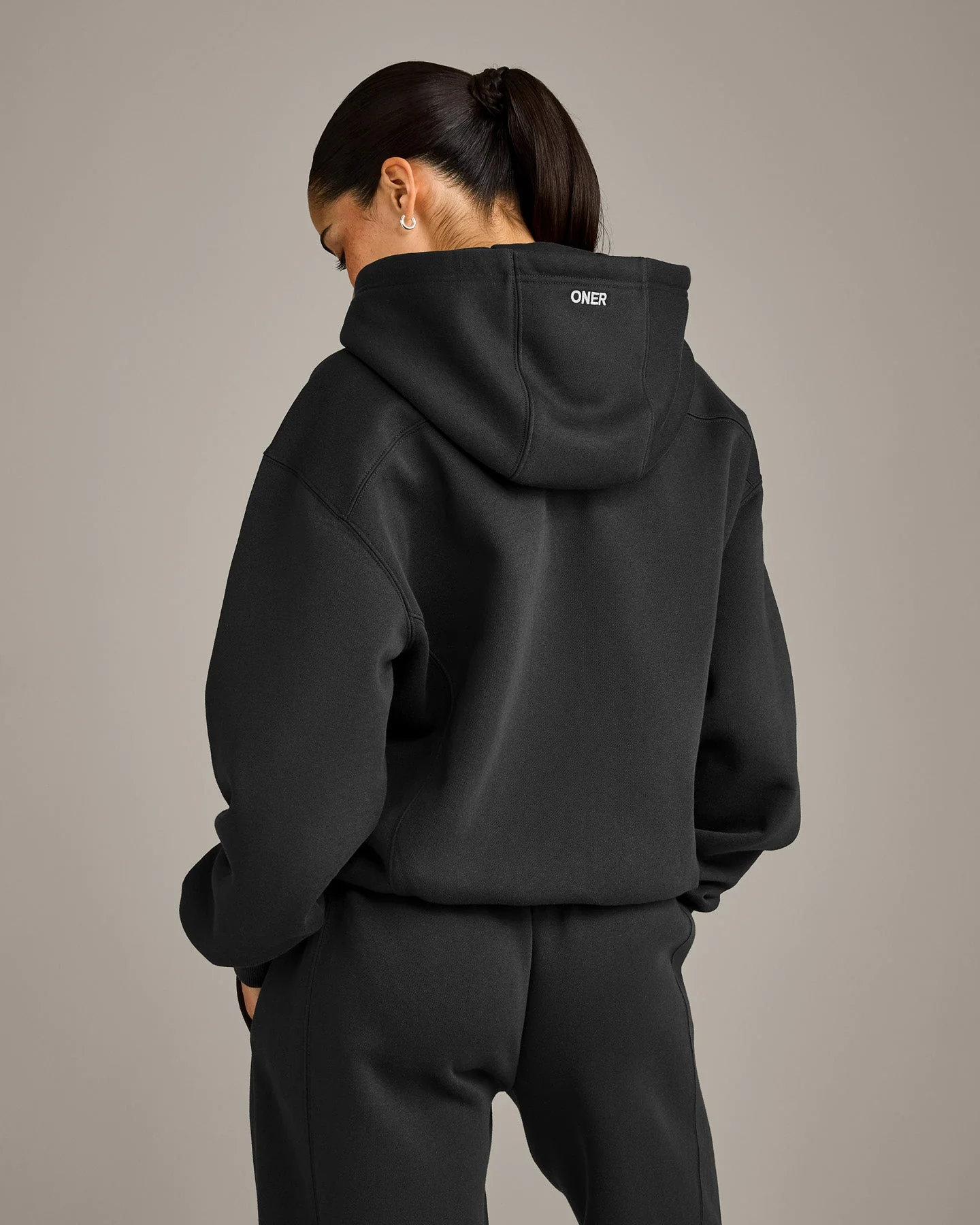 Foundations Cosy Zip Through Hoodie | Soft Black - Image 2