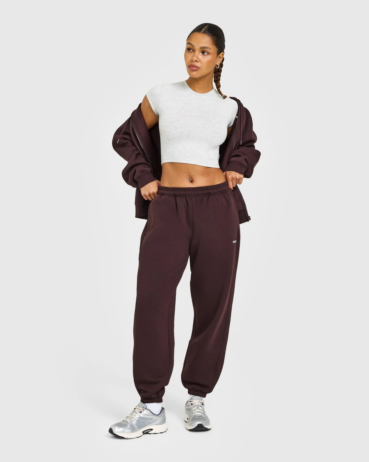 Foundations Joggers with Grey Logo | Plum Brown - Image 3