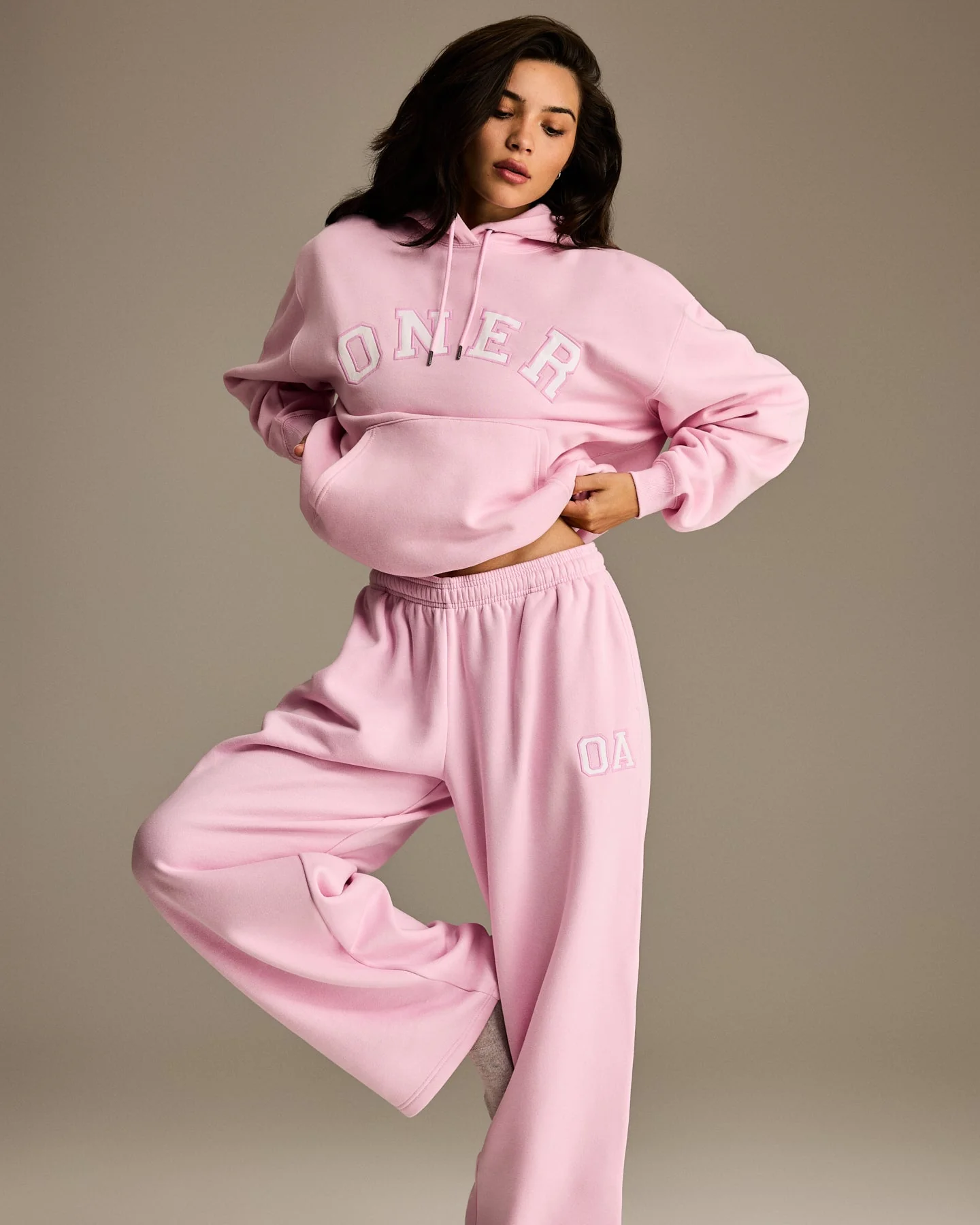 Foundations Oversized Oner Girlfriend Hoodie | Chalk Pink - Image 2
