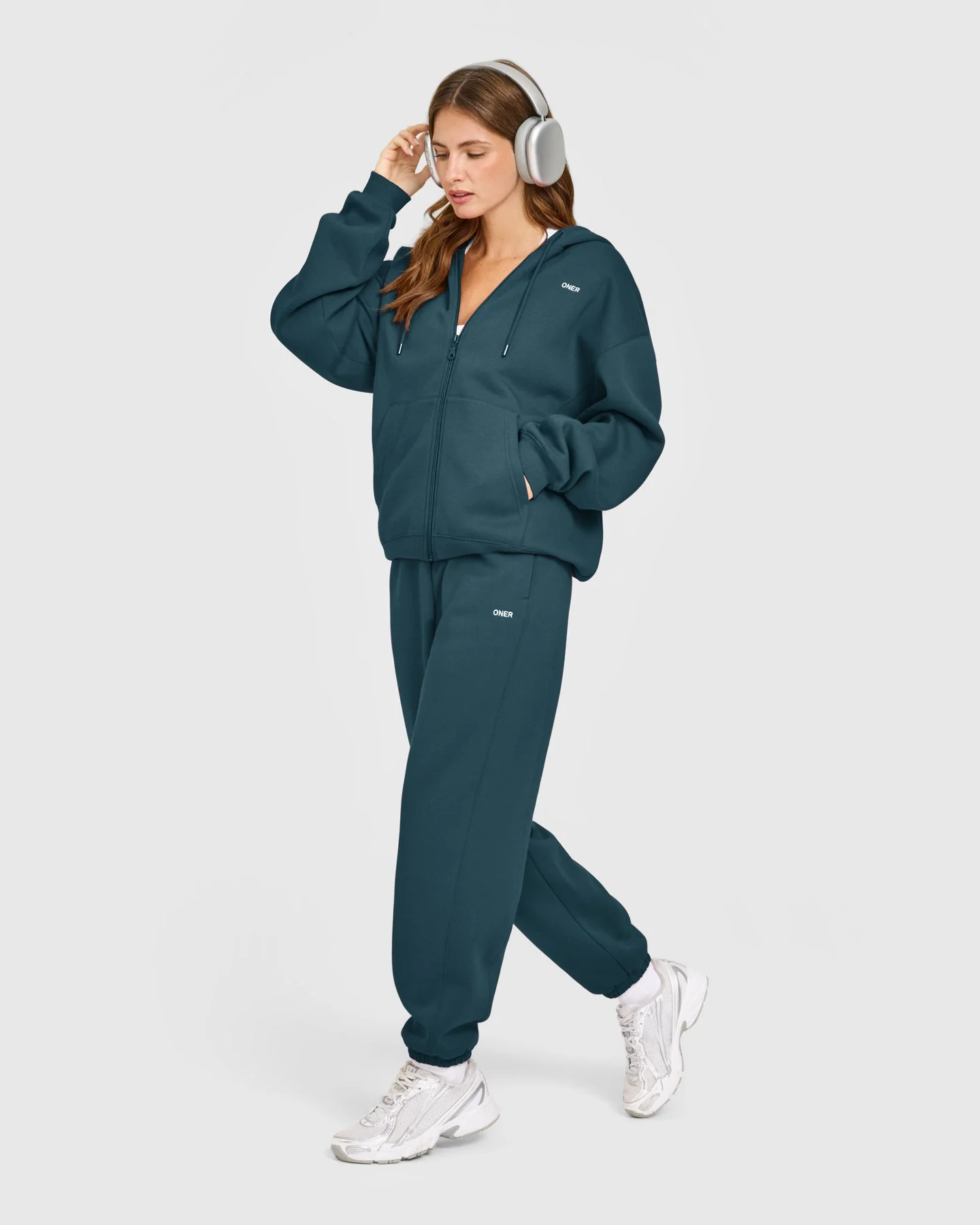 Foundations Zip Through Hoodie | Oil Blue - Image 3