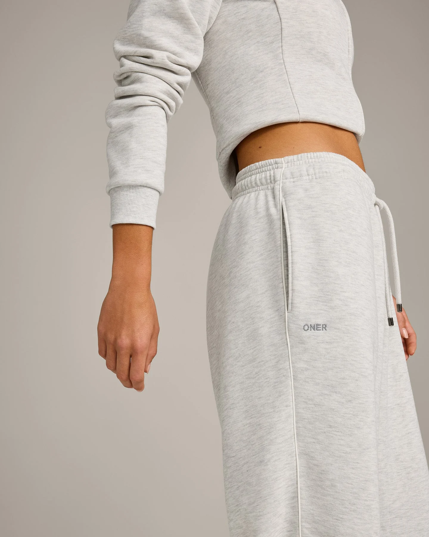 Jersey Tracksuit Straight Leg Joggers | Light Grey Marl - Image 6