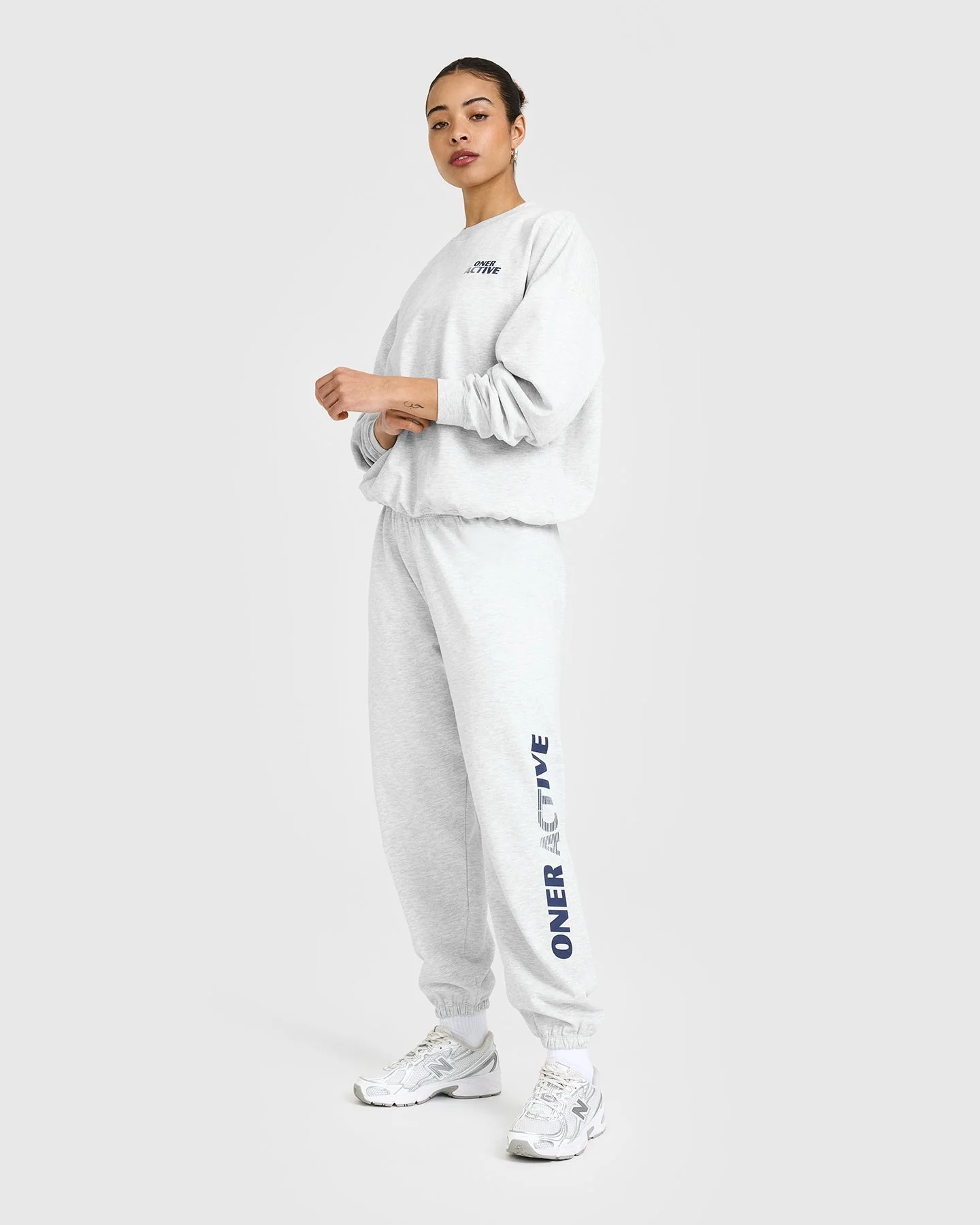 Lightweight Graphic Joggers | Light Grey Marl - Image 3
