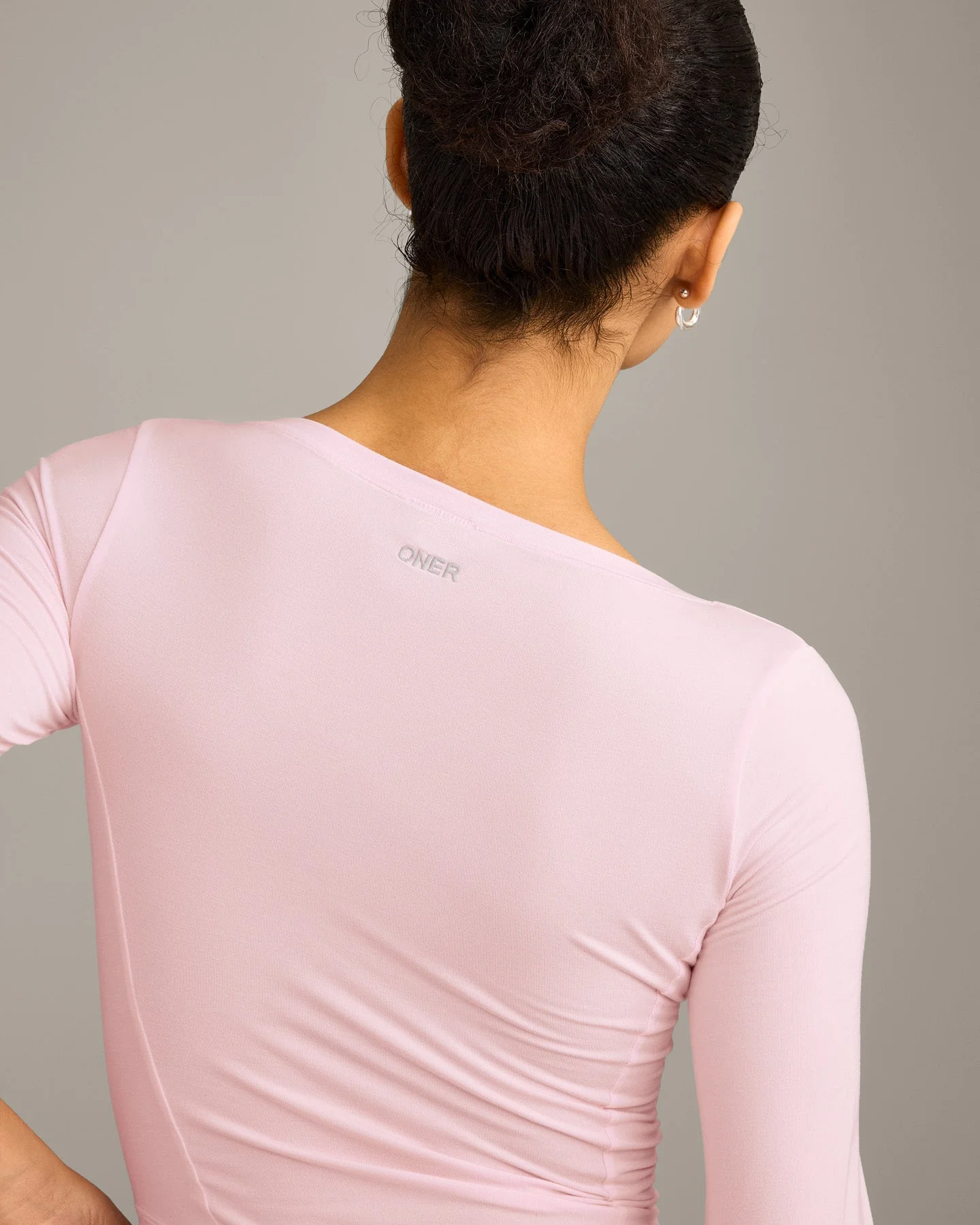 Mellow™ Motion Wide V Neck 3/4 Length Sleeve Mid Top | Soft Girl Pink - Image 4