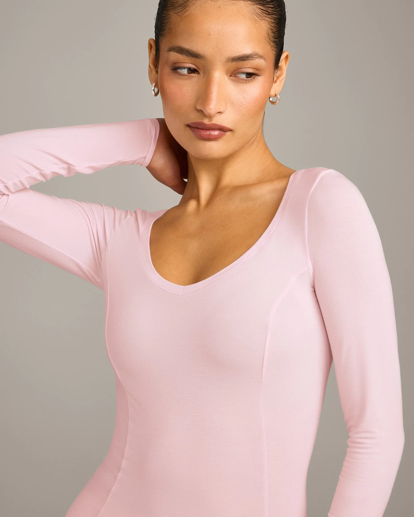 Mellow™ Motion Wide V Neck Long Sleeve Top | Soft Girl Pink - Image 6