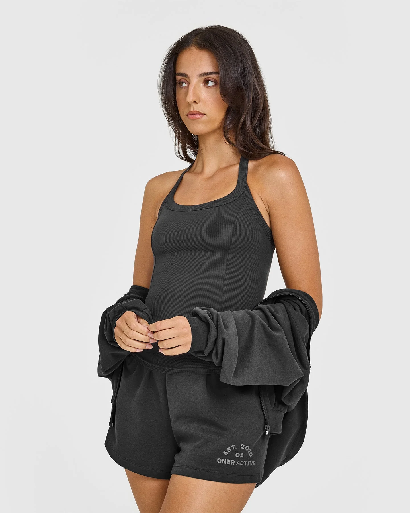 Mellow™ Rib Halter Neck Vest with Built in Bra Shelf | Soft Black - Image 6