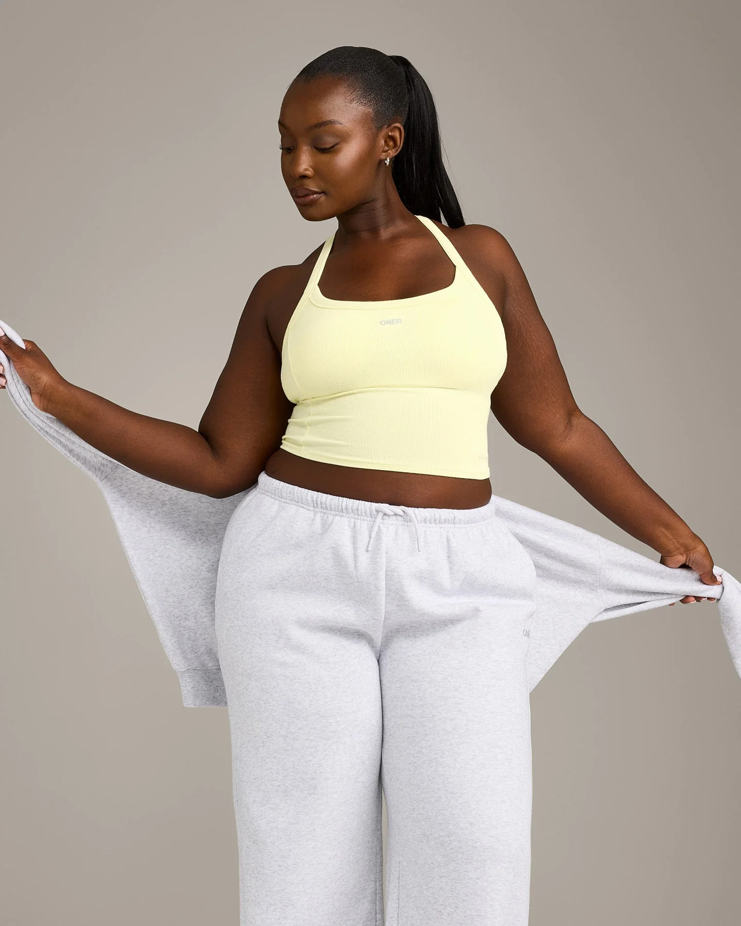 Mellow™ Rib Racer Back Mid Vest with Built in Bra Shelf | Pastel Yellow - Image 4