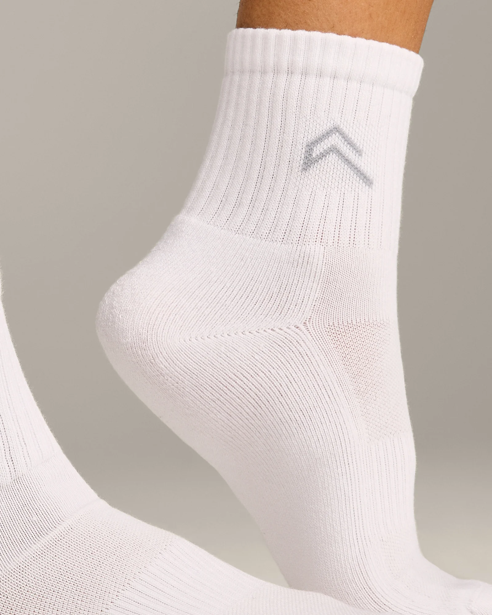 Mid Crew Socks 3 Pack with Grey Logo | White - Image 5