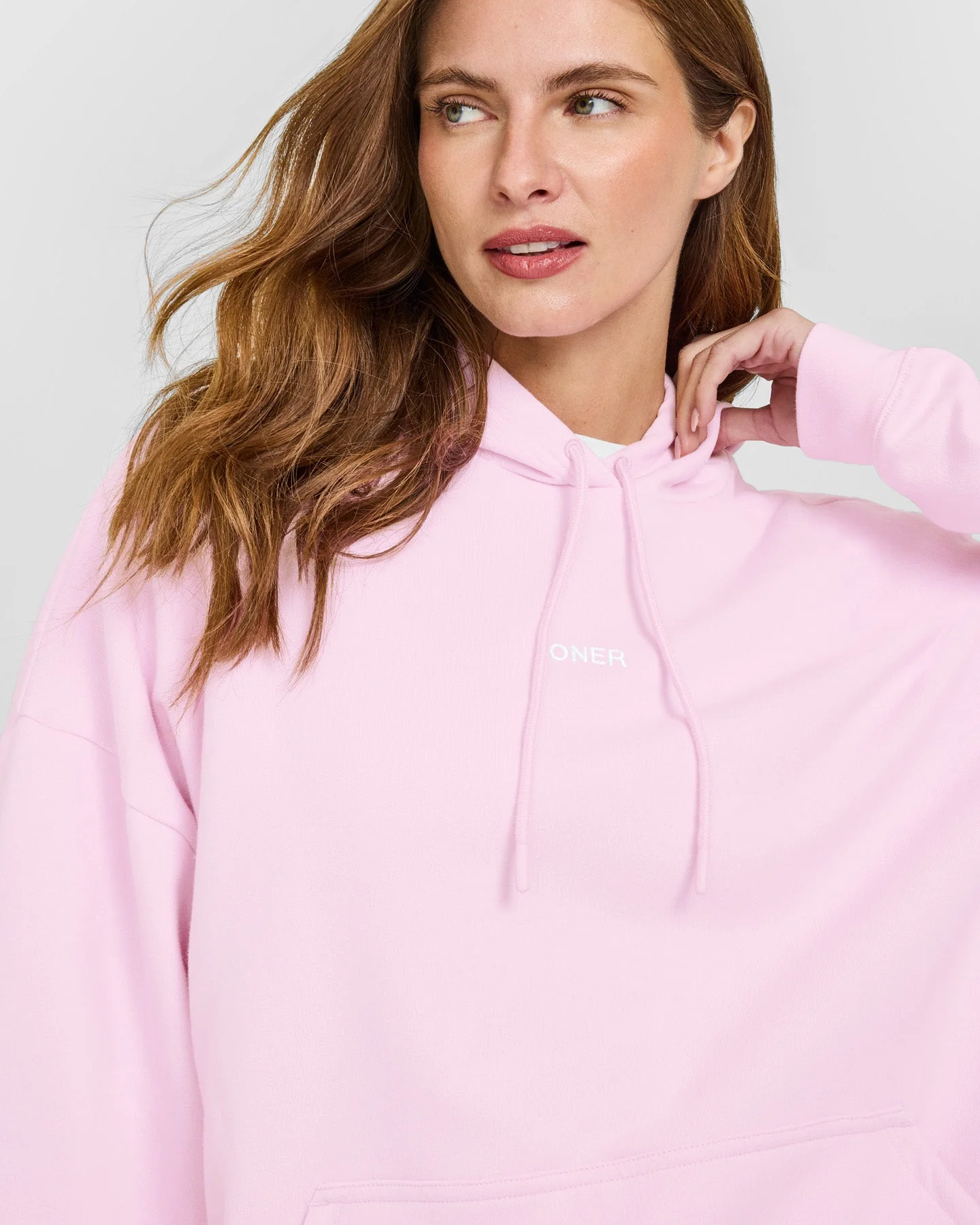 Mid Weight Relaxed Hoodie | Chalk Pink - Image 5