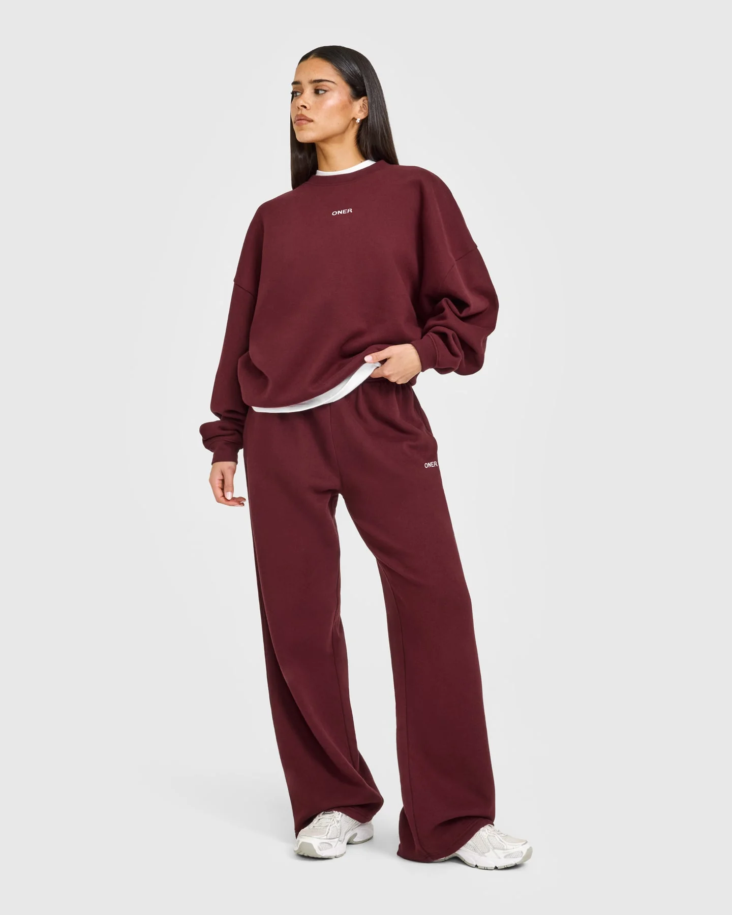 Mid Weight Relaxed Straight Leg Joggers | Rosewood - Image 3