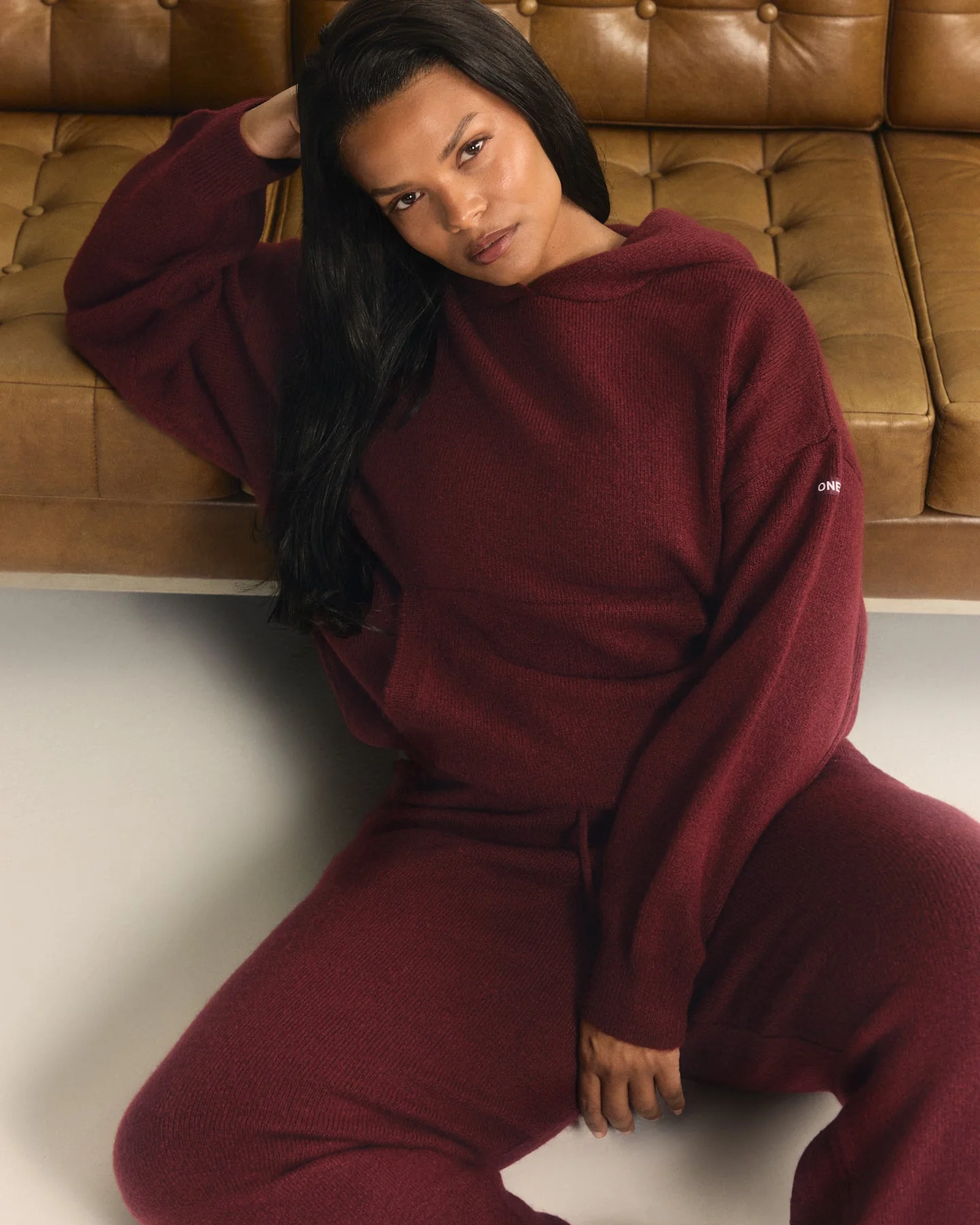 Oversized Knit Hoodie | Rosewood - Image 2