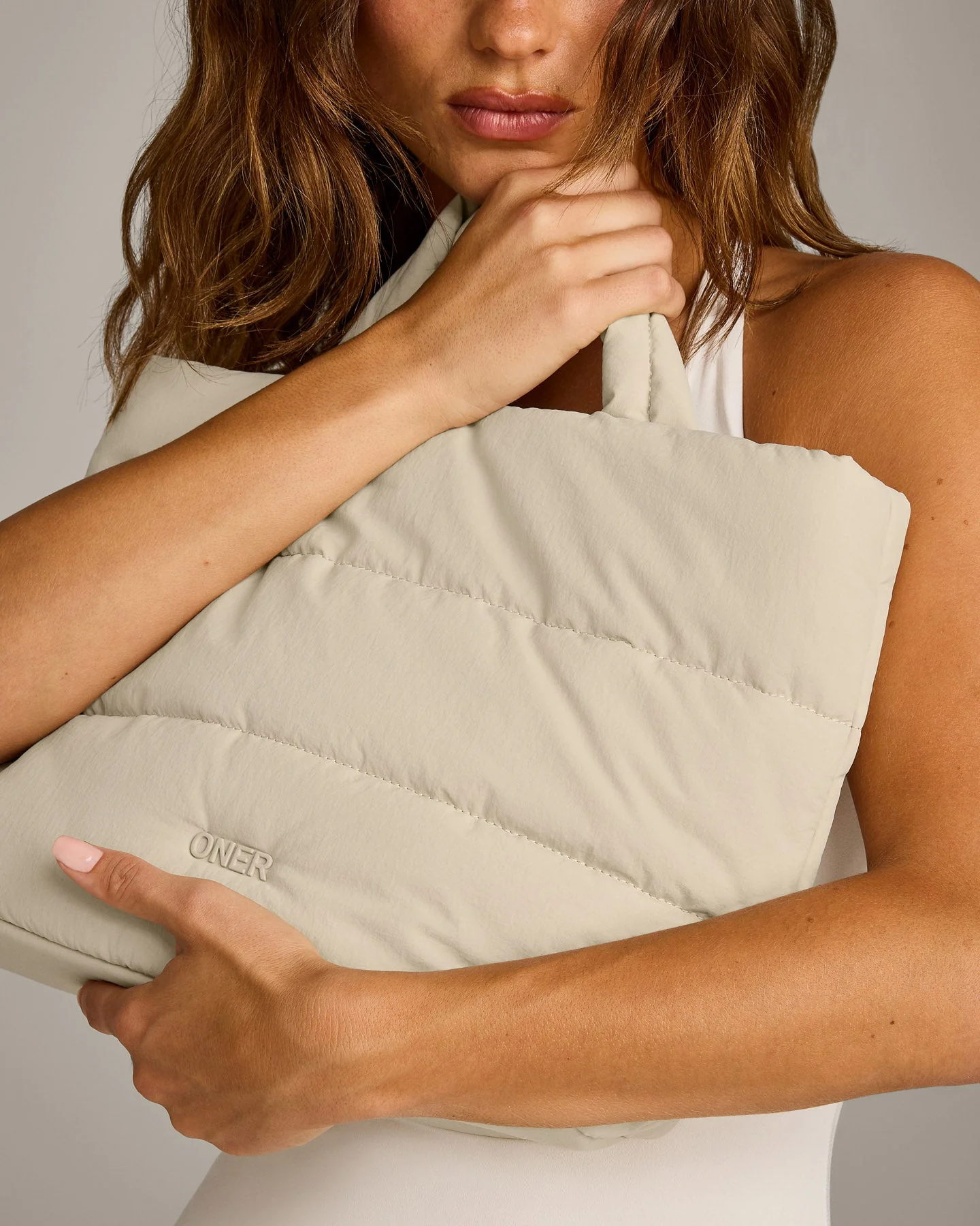 Quilted Midi Tote | Oatmeal - Image 2