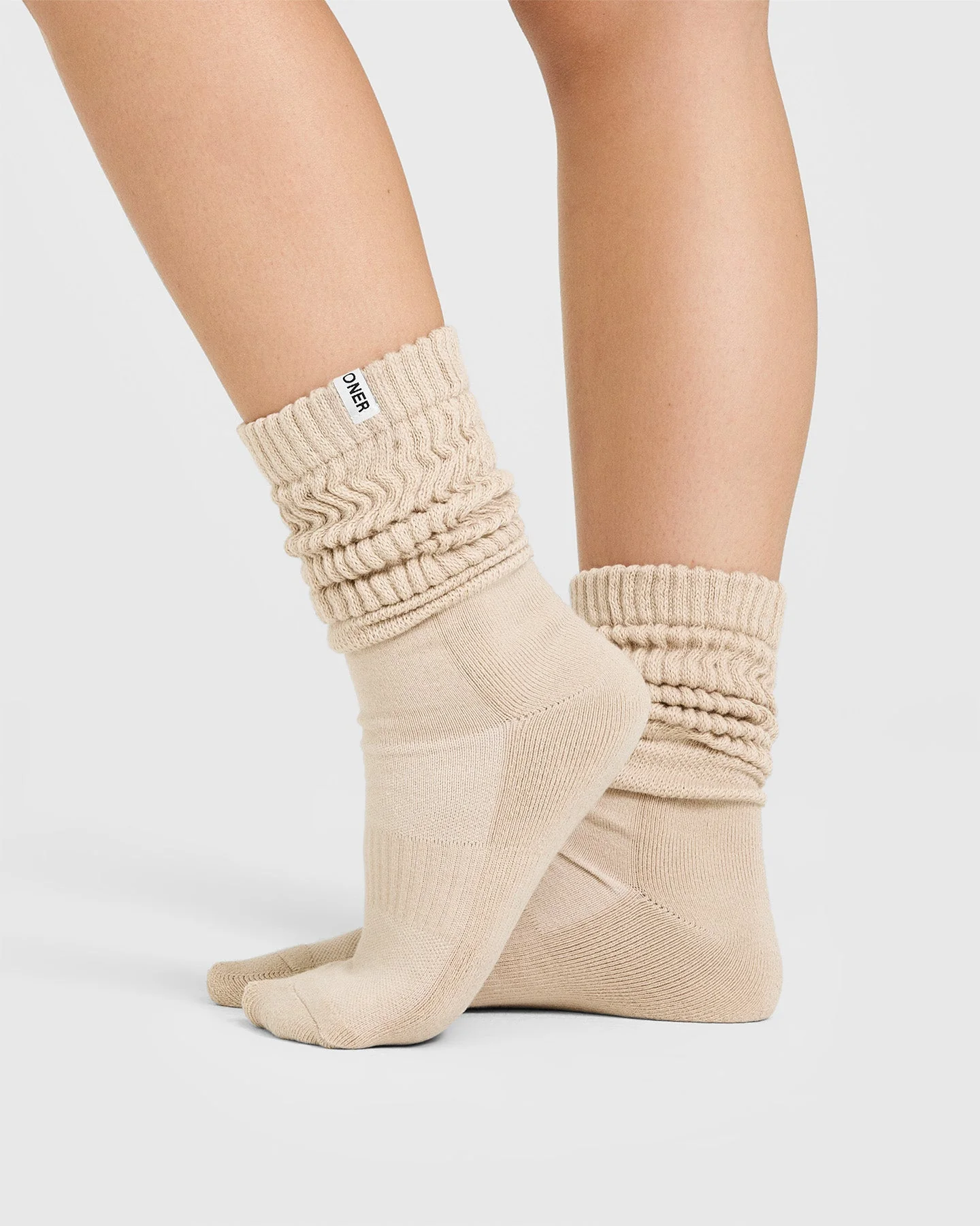 Slouchy Lounge Socks 2 Pack | Sand/White - Image 2