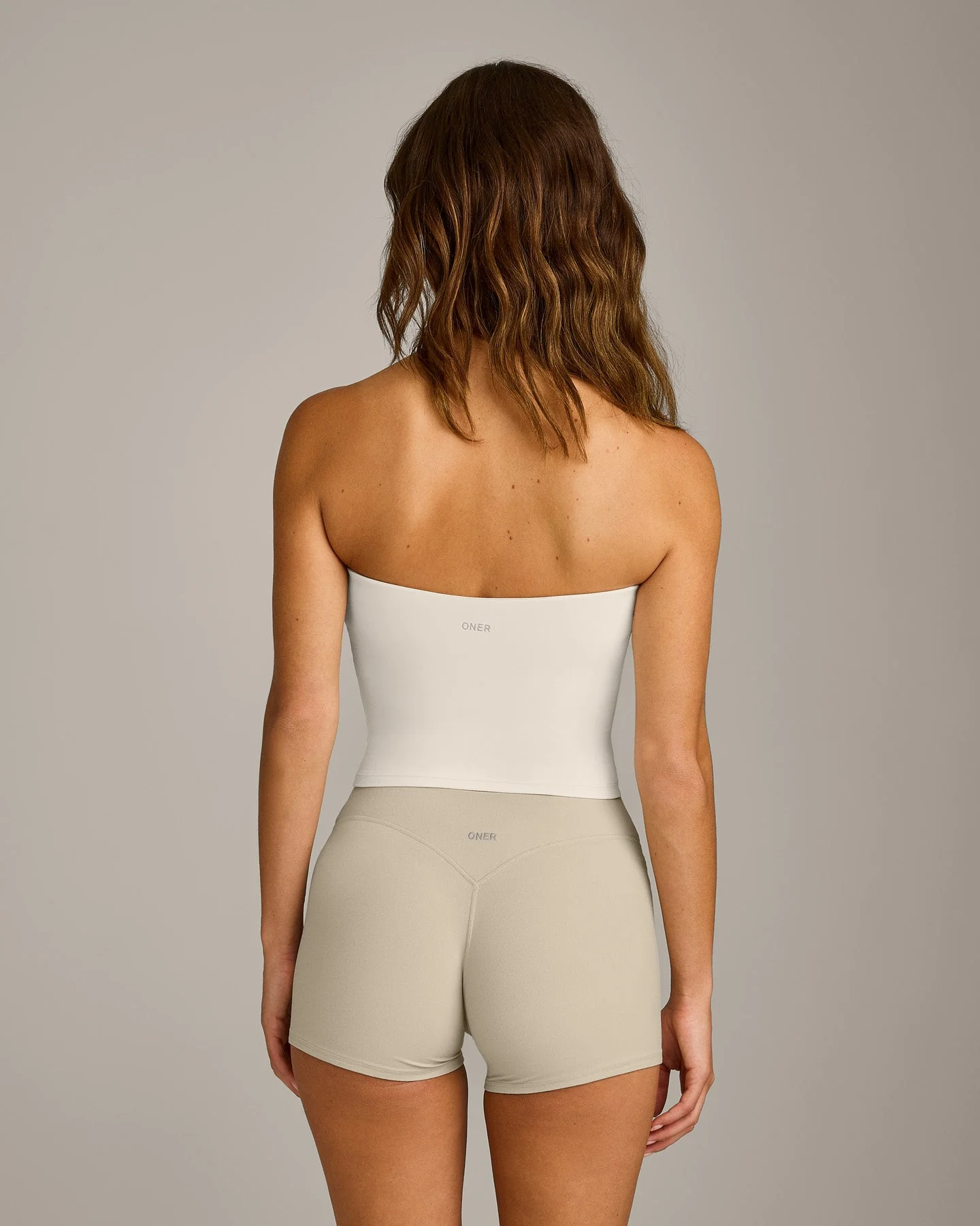 SoftMotion™ Bandeau Mid Vest with Built in Bra Shelf with Grey Logo | Marshmallow White - Image 6