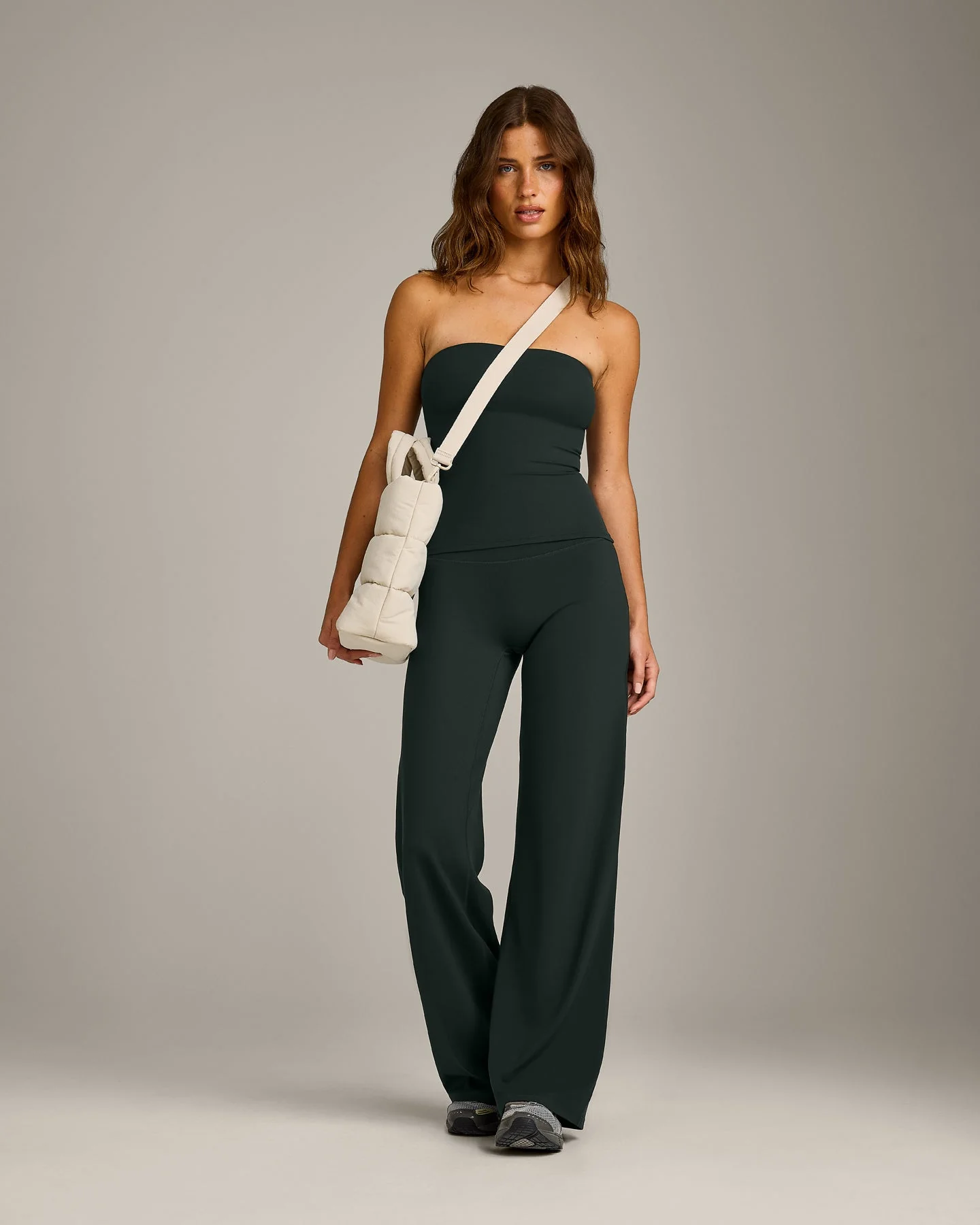 SoftMotion™ Bandeau Vest with Built in Bra Shelf with Grey Logo | Emerald Noir - Image 3