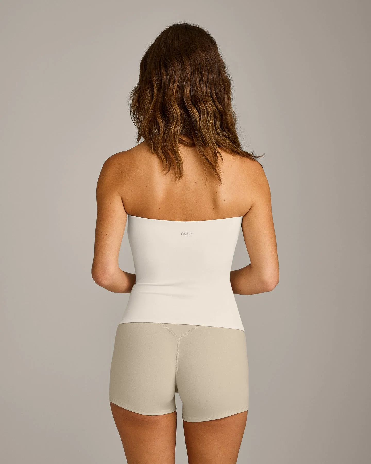 SoftMotion™ Bandeau Vest with Built in Bra Shelf with Grey Logo | Marshmallow White - Image 6