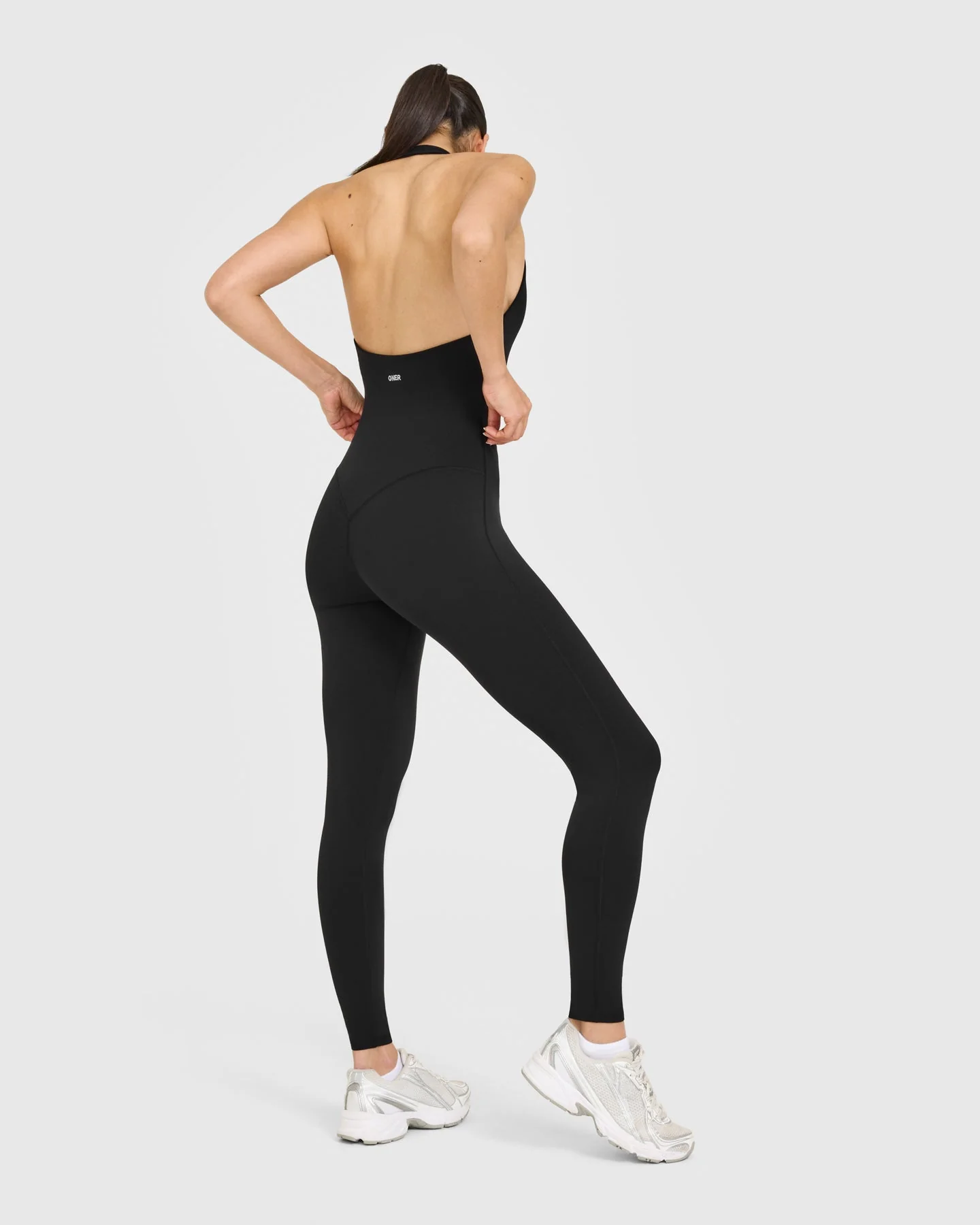 SoftMotion™ Halter Neck All In One Long with White Logo | Black - Image 2