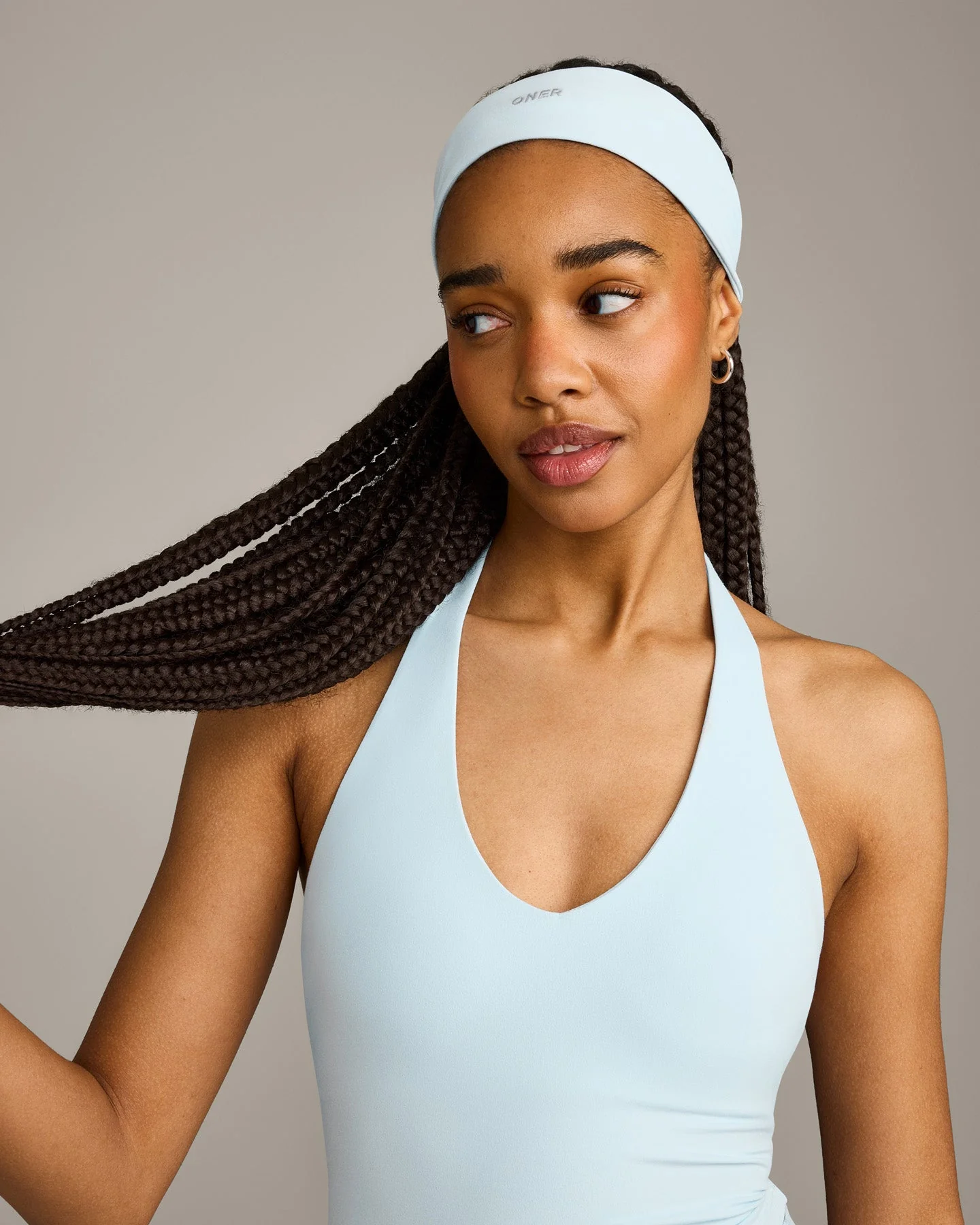 SoftMotion™ Headband with Grey Logo | Cloud Blue