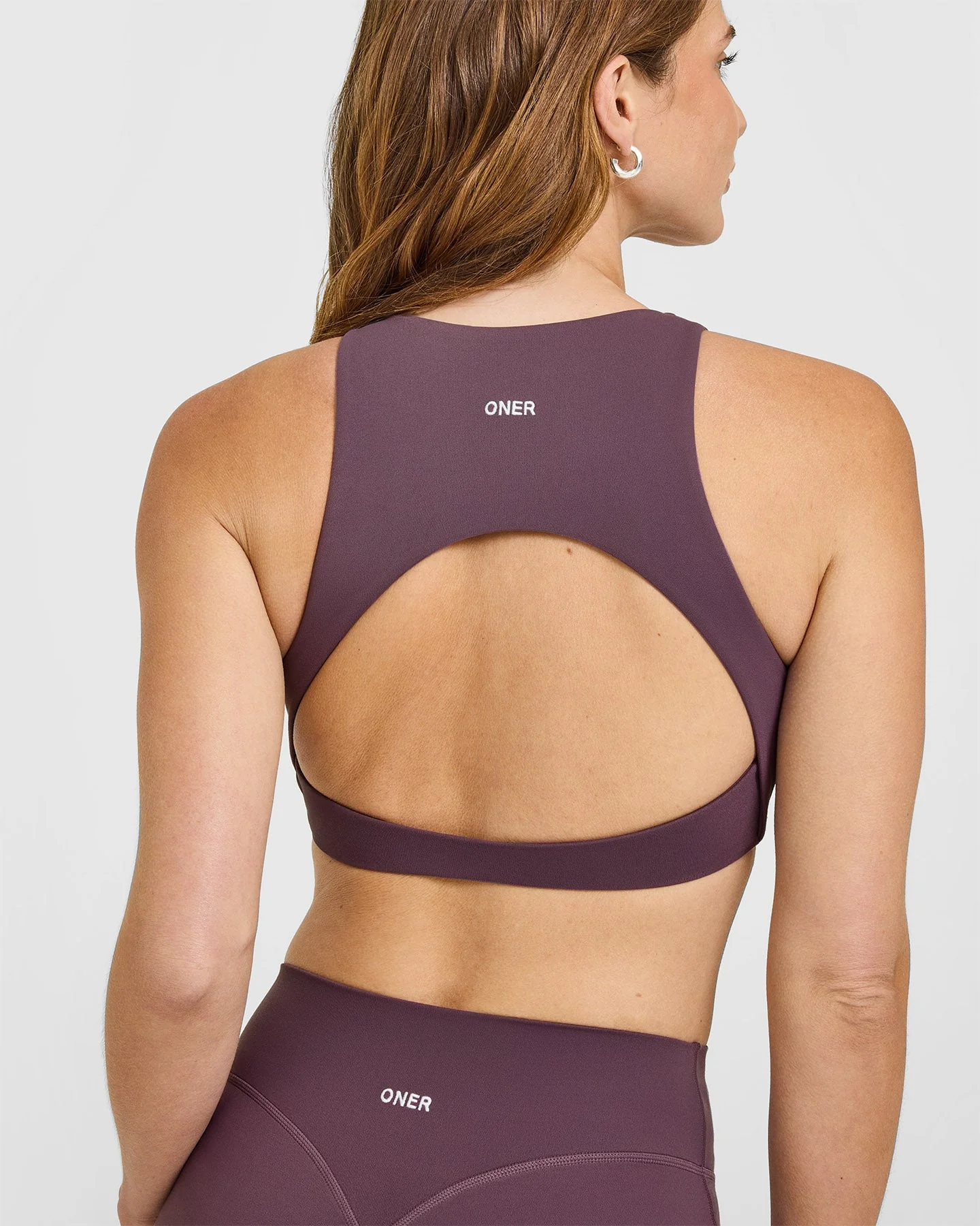 SoftMotion™ High Neck Sports Bra with White Logo | Vintage Purple - Image 4