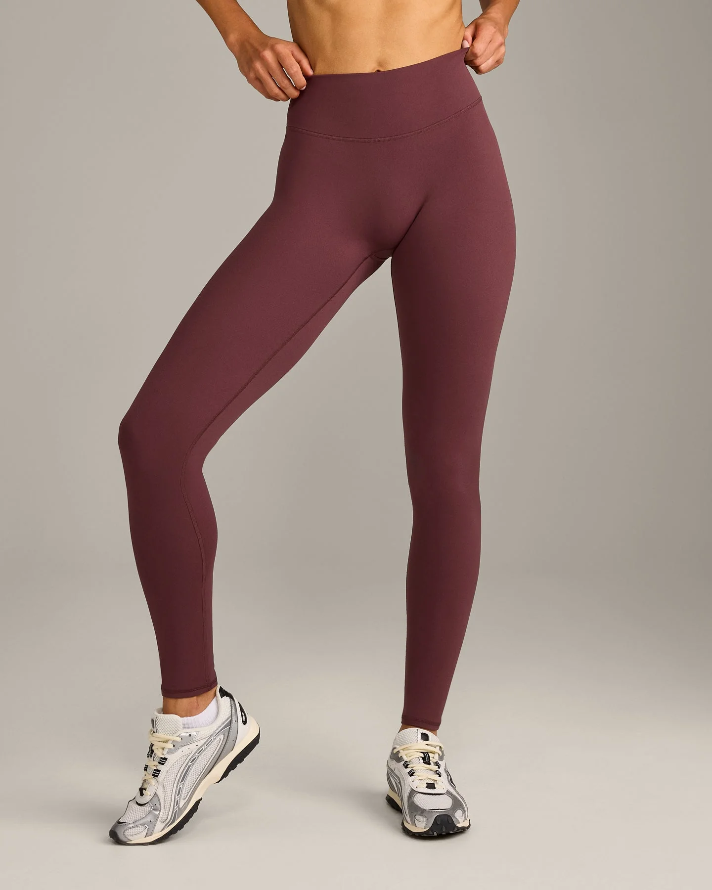 SoftMotion™ High Waisted Leggings with Grey Logo | Velvet Mocha - Image 3
