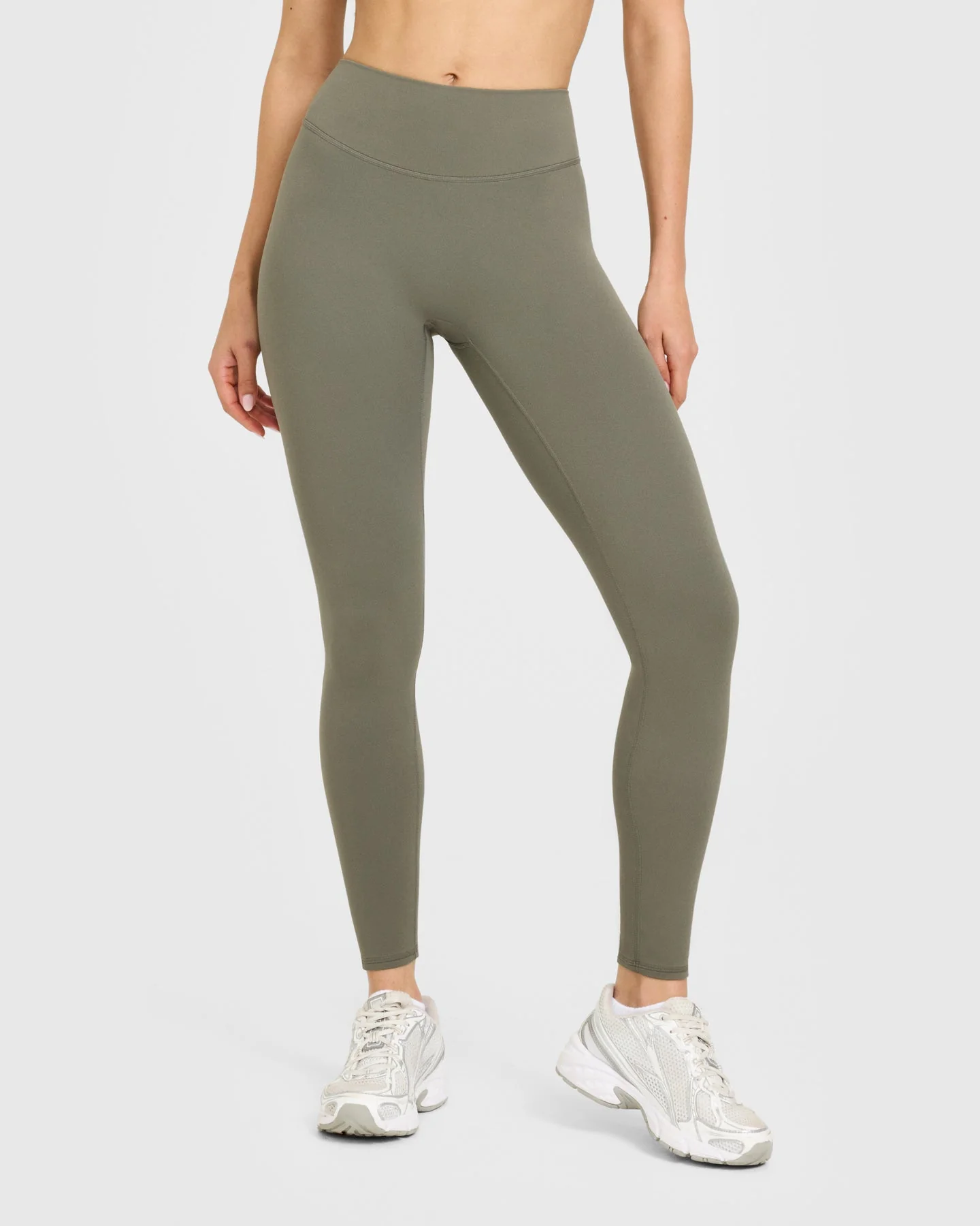 SoftMotion™ High Waisted Leggings with White Logo | Alpine Green - Image 2