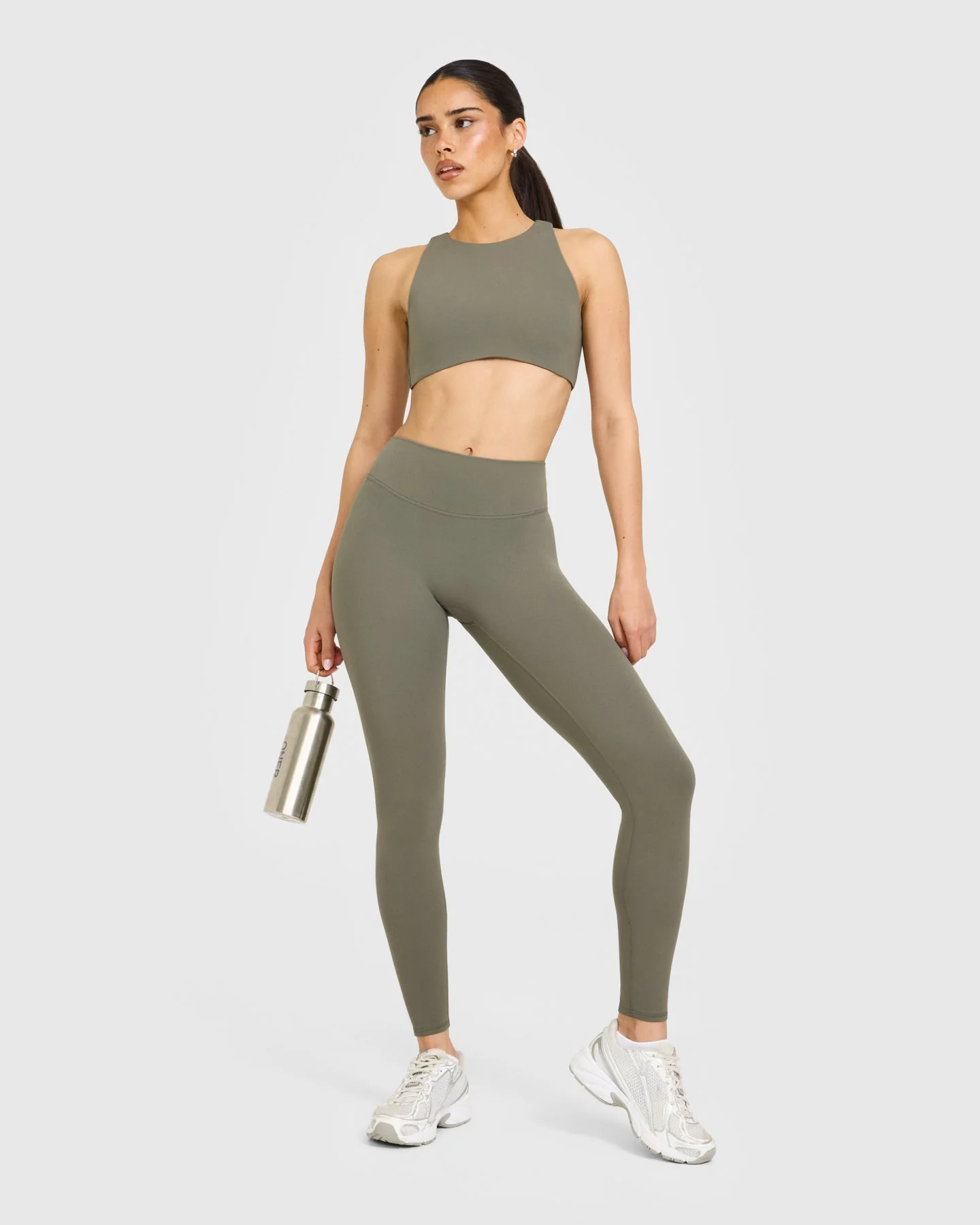 SoftMotion™ High Waisted Leggings with White Logo | Alpine Green - Image 3