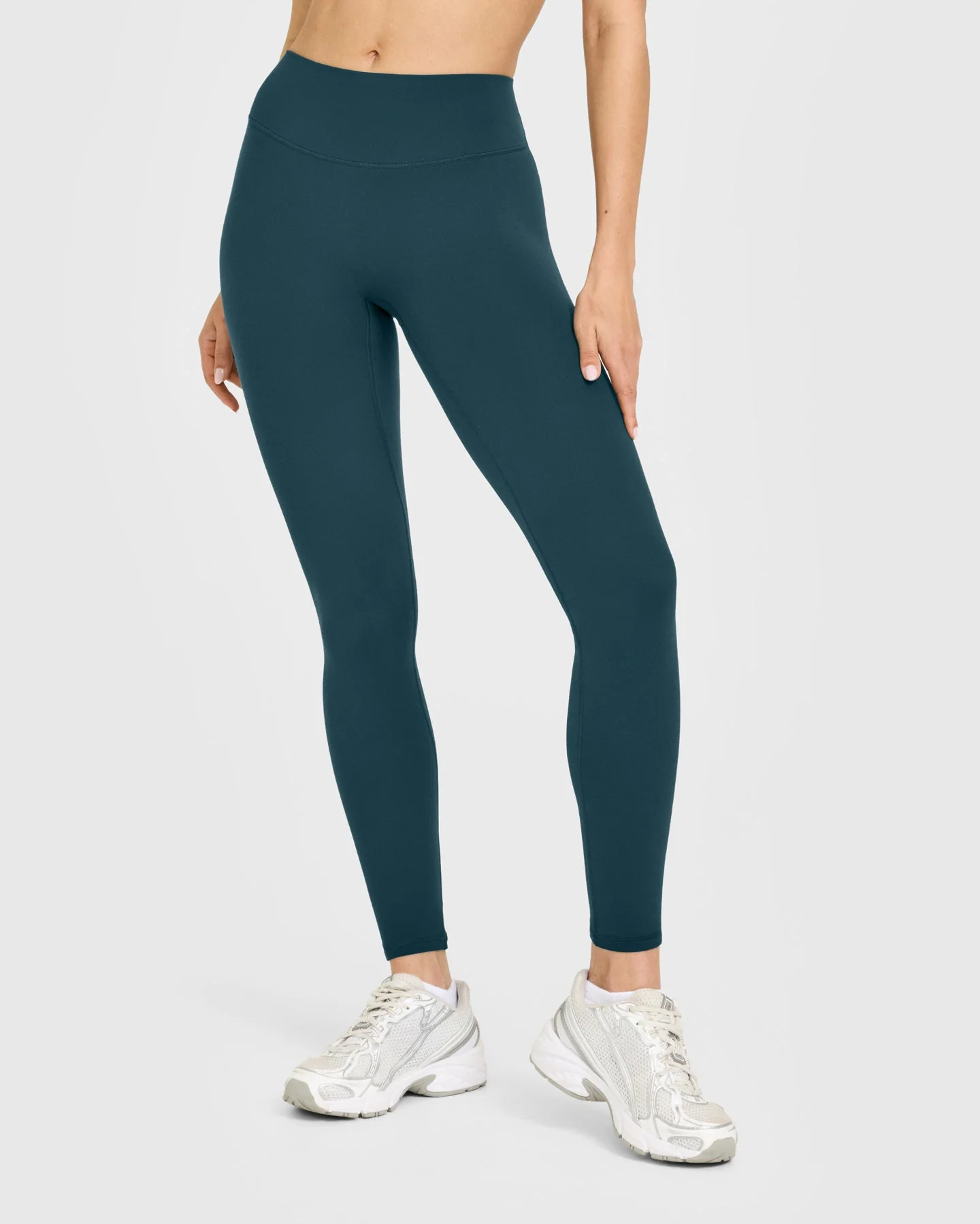 SoftMotion™ High Waisted Leggings with White Logo | Oil Blue - Image 2