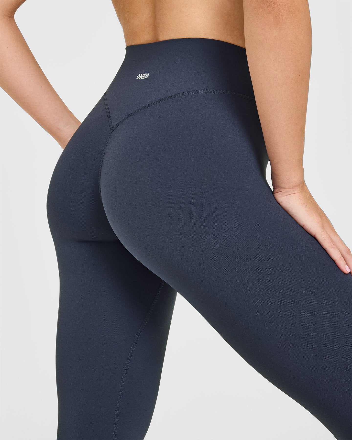 SoftMotion™ High Waisted Leggings with White Logo | True Blue - Image 2