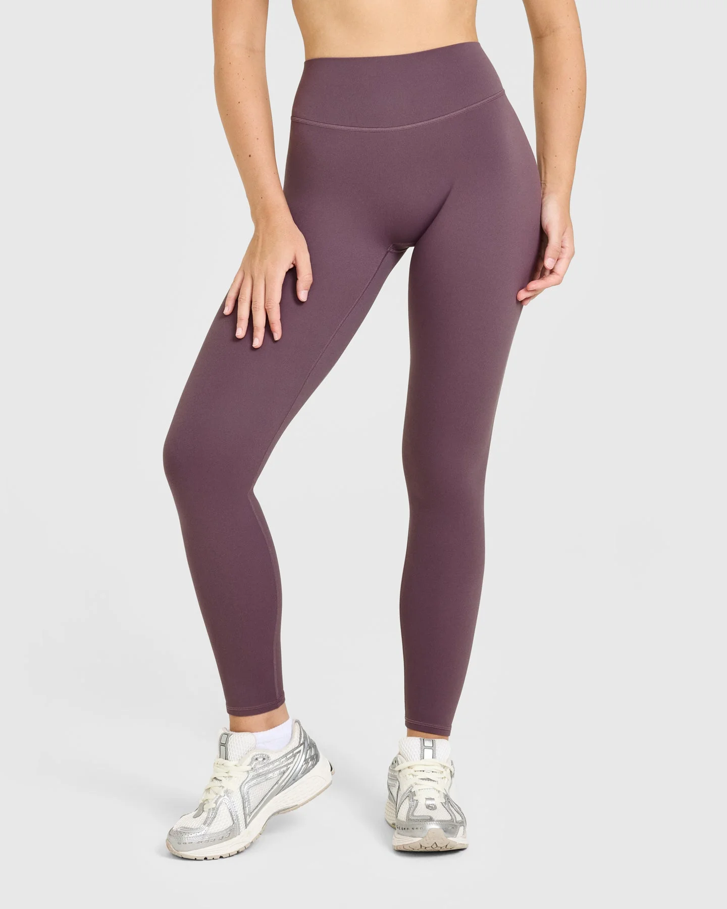 SoftMotion™ High Waisted Leggings with White Logo | Vintage Purple - Image 6