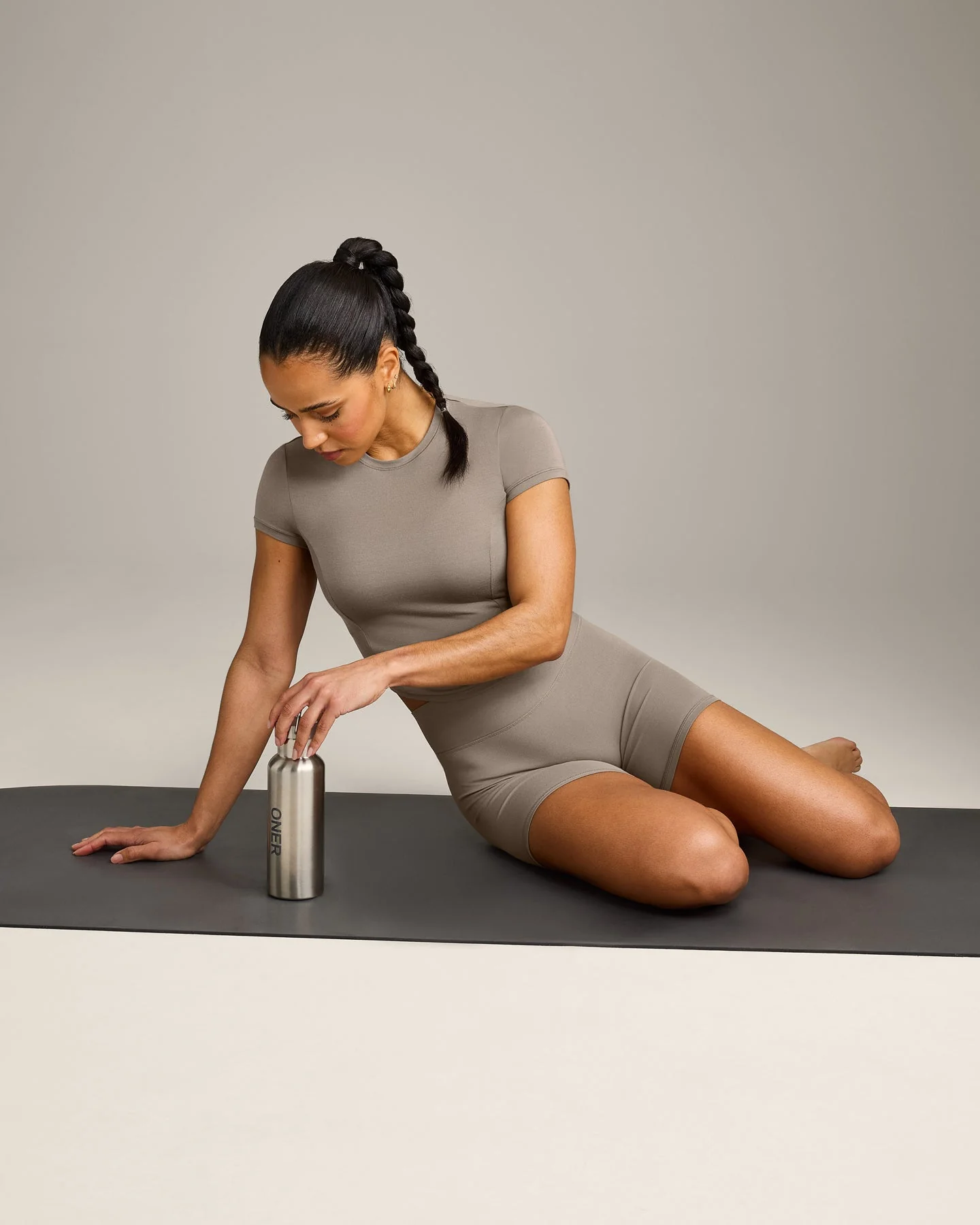 SoftMotion™ High Waisted Shorts 6" with Grey Logo | Minky - Image 2