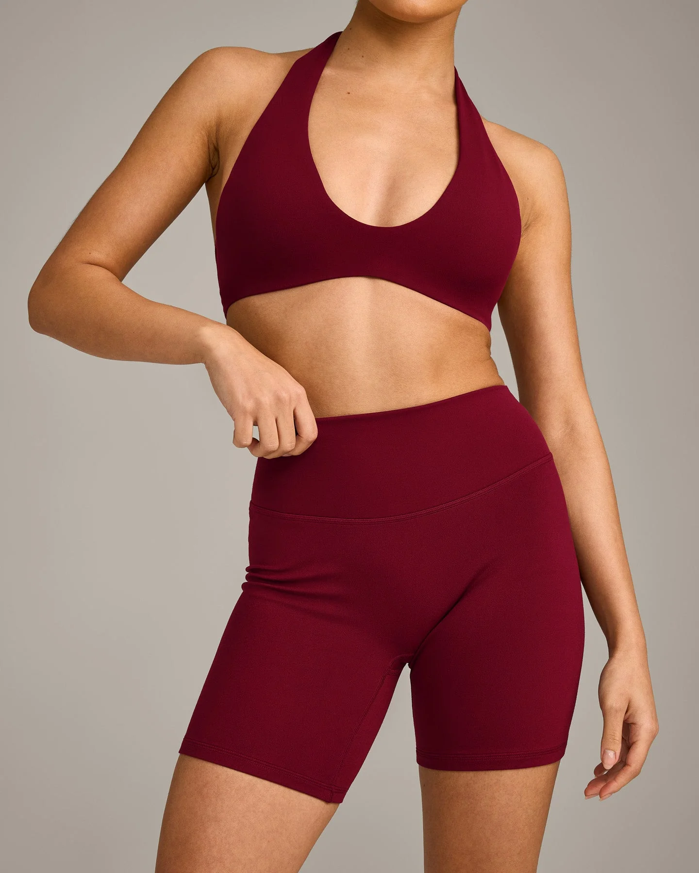 SoftMotion™ High Waisted Shorts 6" with Grey Logo | Ruby Red - Image 5