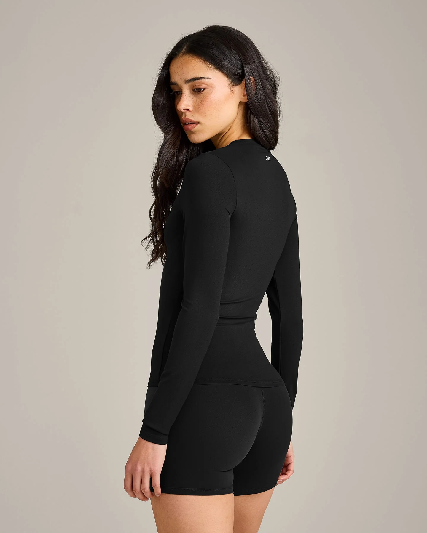 SoftMotion™ Long Sleeve Top with Grey Logo | Black - Image 2