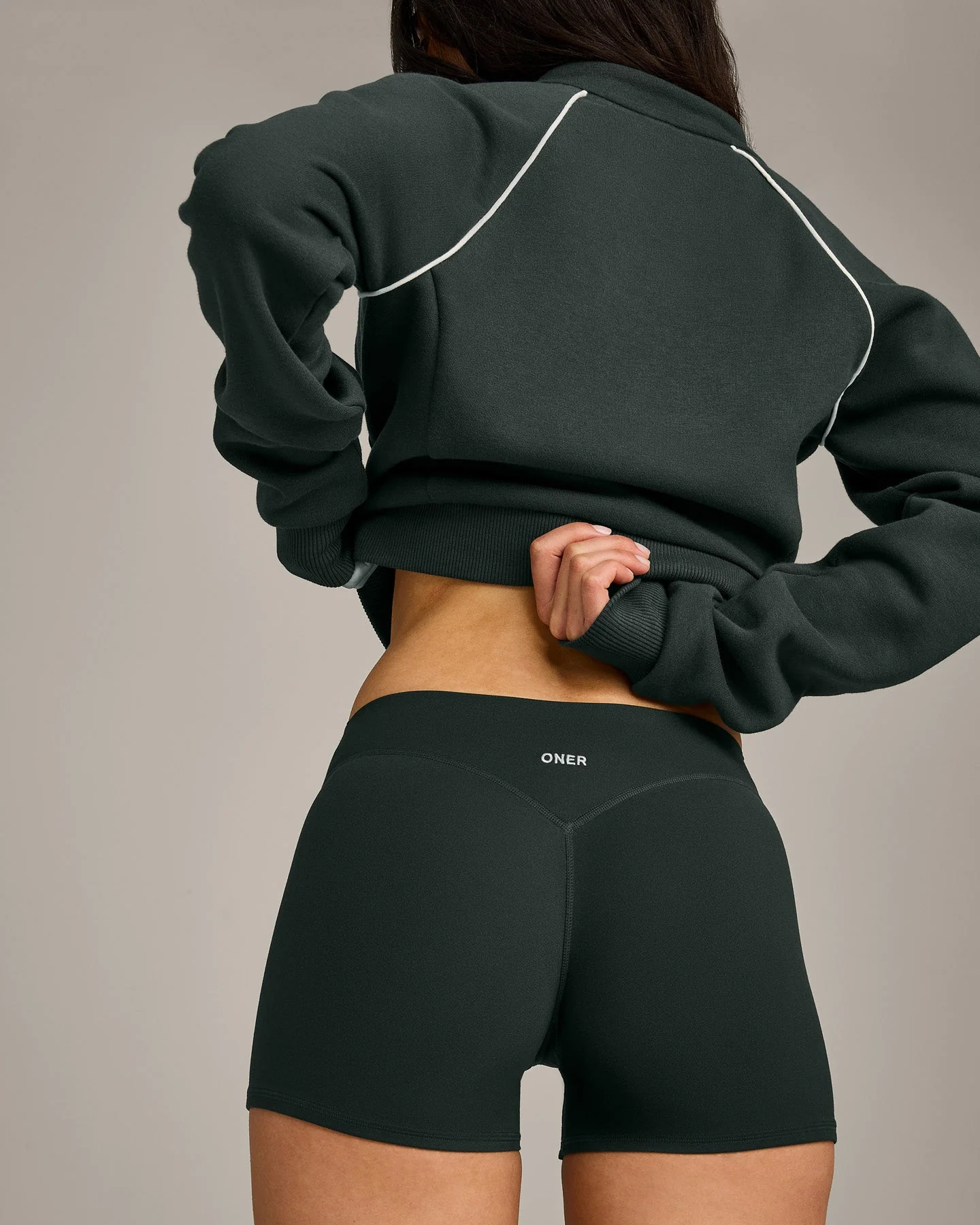 SoftMotion™ Mid Rise Shorts 4" with Grey Logo | Emerald Noir - Image 5