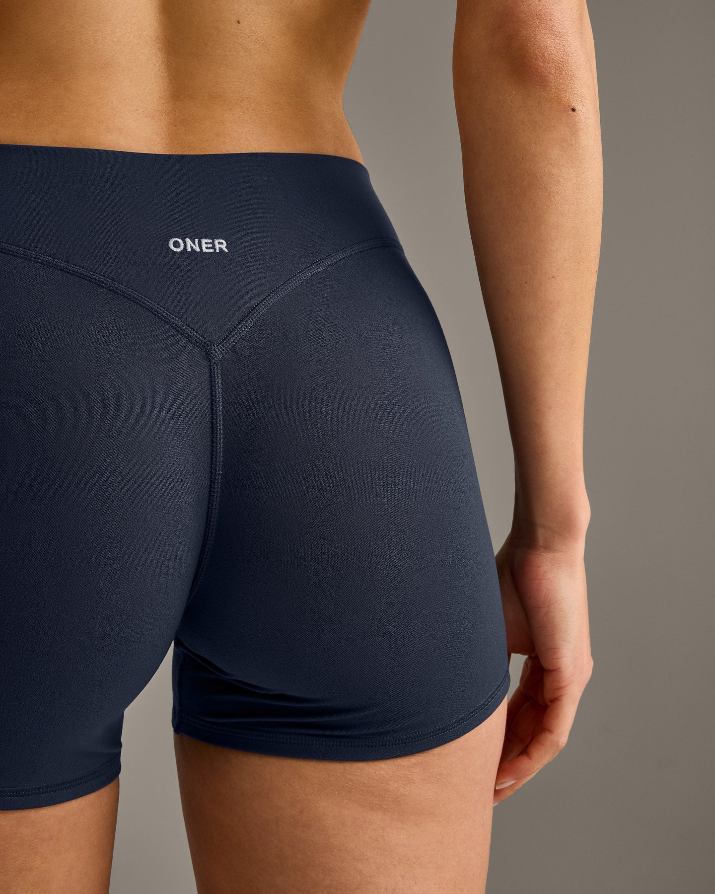 SoftMotion™ Mid Rise Shorts 4" with Grey Logo | True Blue - Image 4