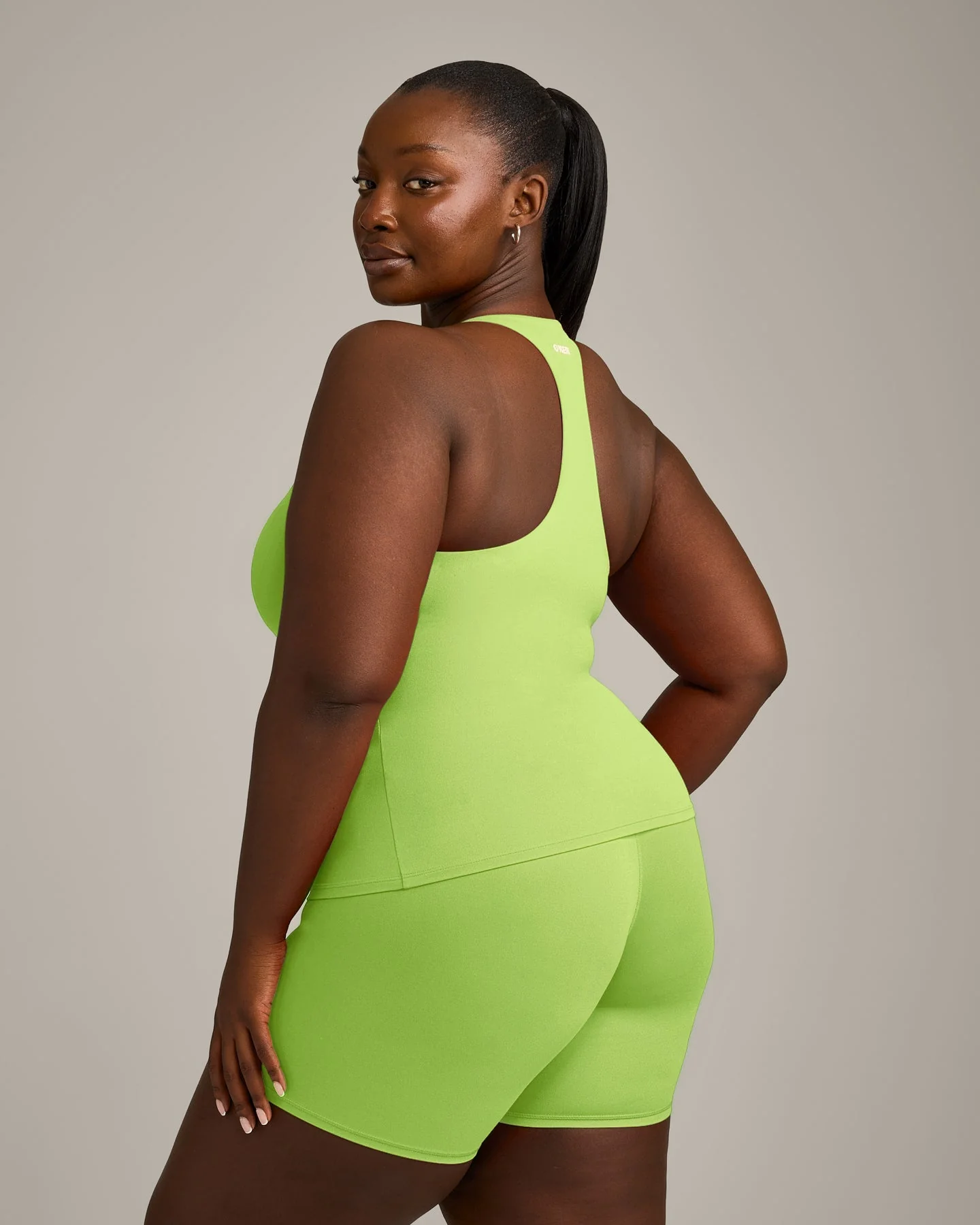 SoftMotion™ Racer Back Vest with Built in Bra Shelf with Grey Logo | Citrus Green - Image 2