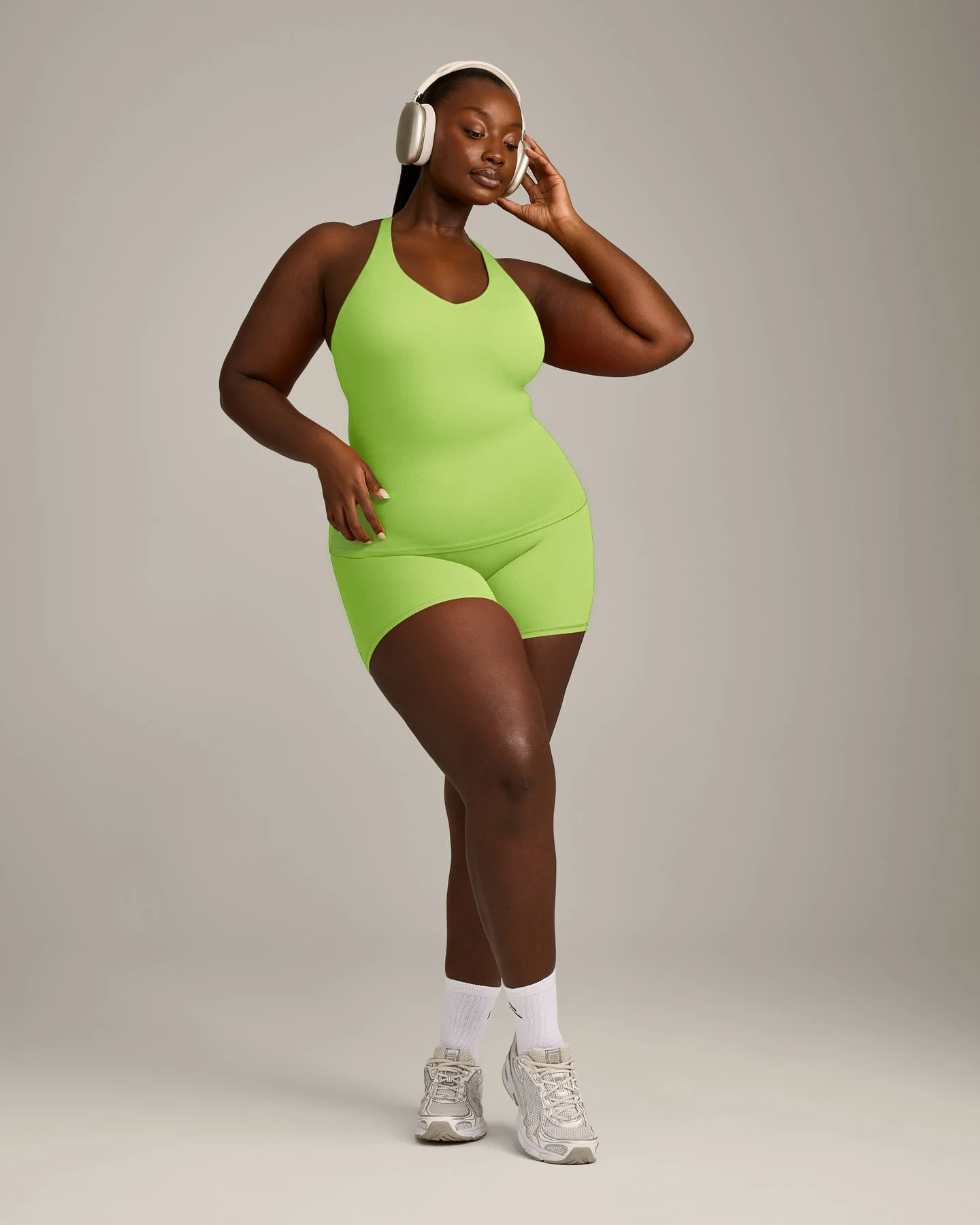 SoftMotion™ Racer Back Vest with Built in Bra Shelf with Grey Logo | Citrus Green - Image 3