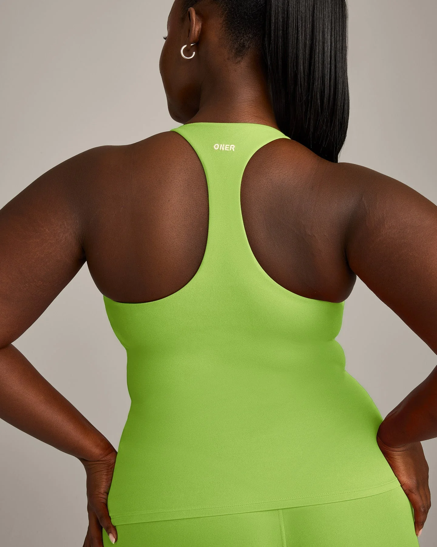 SoftMotion™ Racer Back Vest with Built in Bra Shelf with Grey Logo | Citrus Green - Image 4