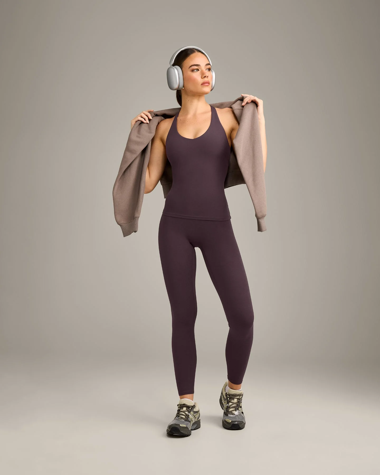 SoftMotion™ Racer Back Vest with Built in Bra Shelf with Grey Logo | Dark Umber Brown - Image 3
