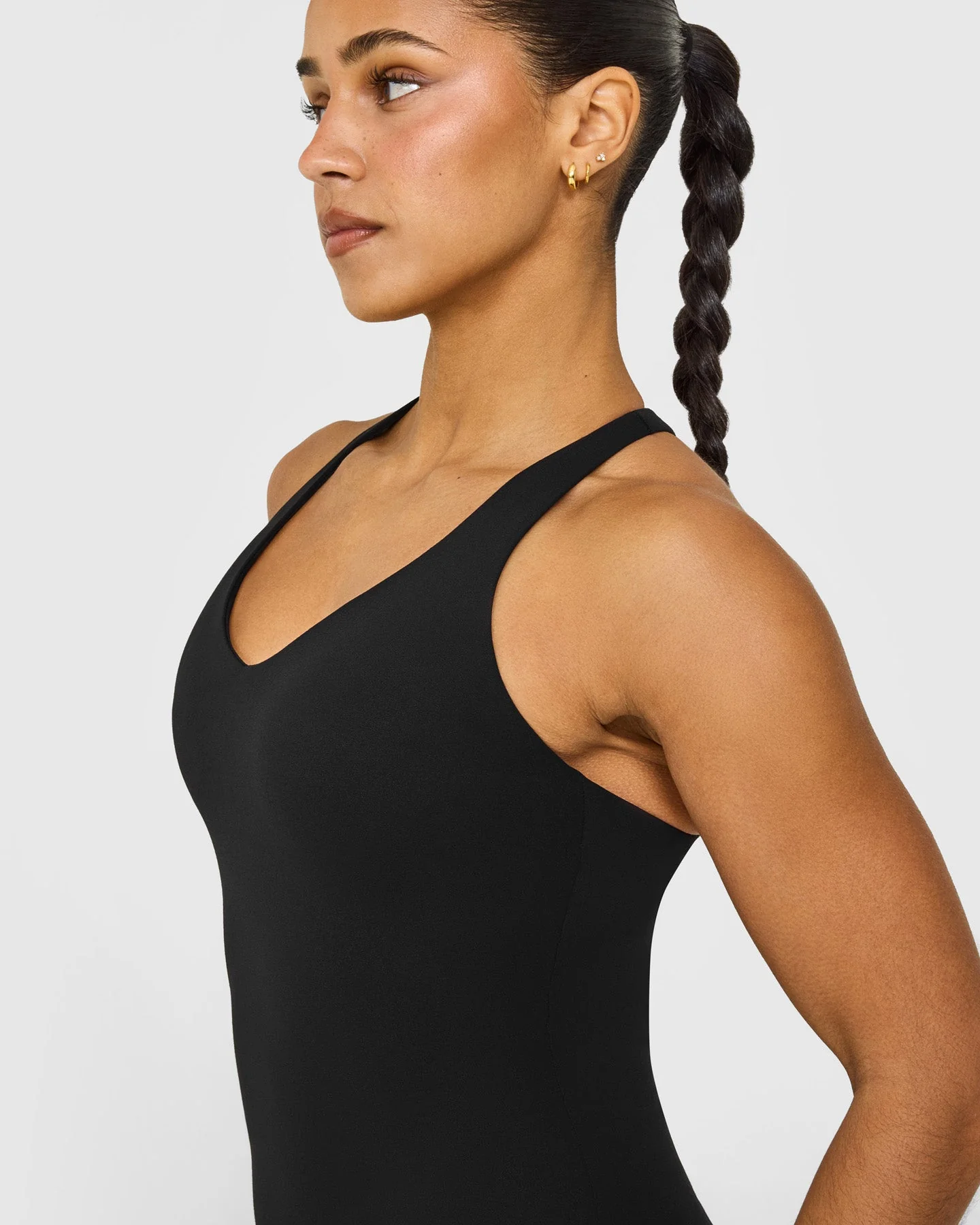 SoftMotion™ Racer Back Vest with Built in Bra Shelf with White Logo | Black - Image 5
