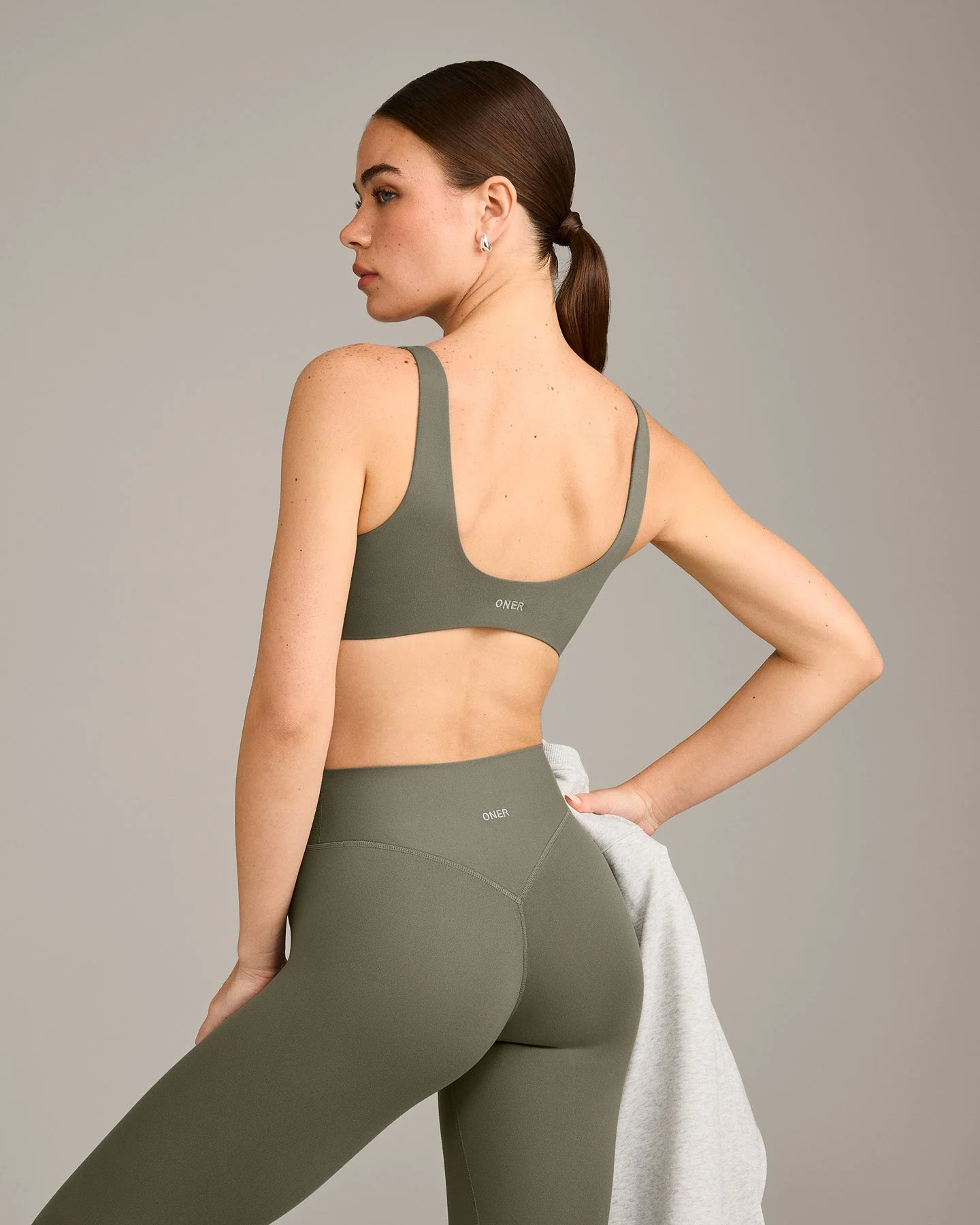 SoftMotion™ Scoop Back Bralette with Grey Logo | Alpine Green - Image 2