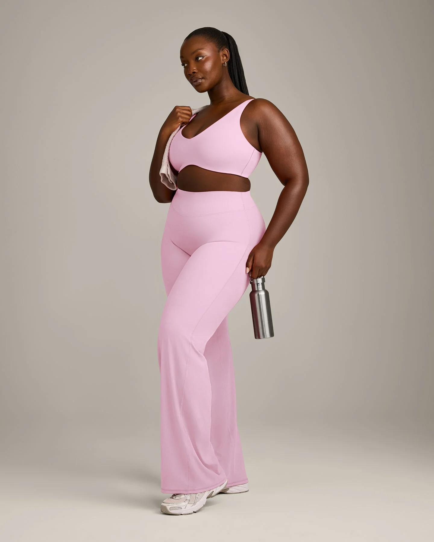 SoftMotion™ Scoop Back Bralette with Grey Logo | Chalk Pink - Image 3