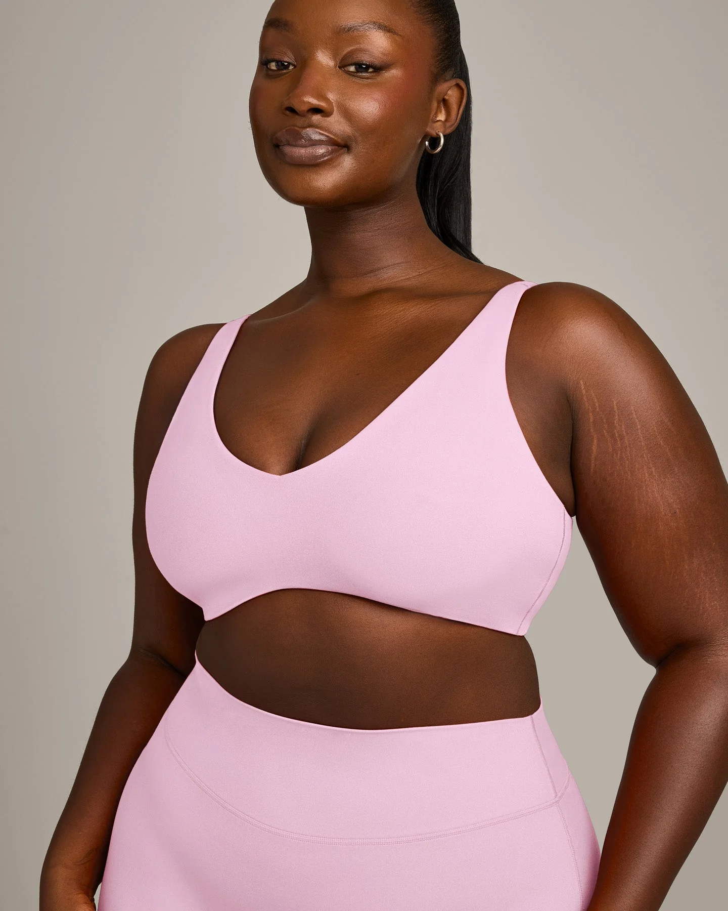 SoftMotion™ Scoop Back Bralette with Grey Logo | Chalk Pink - Image 4