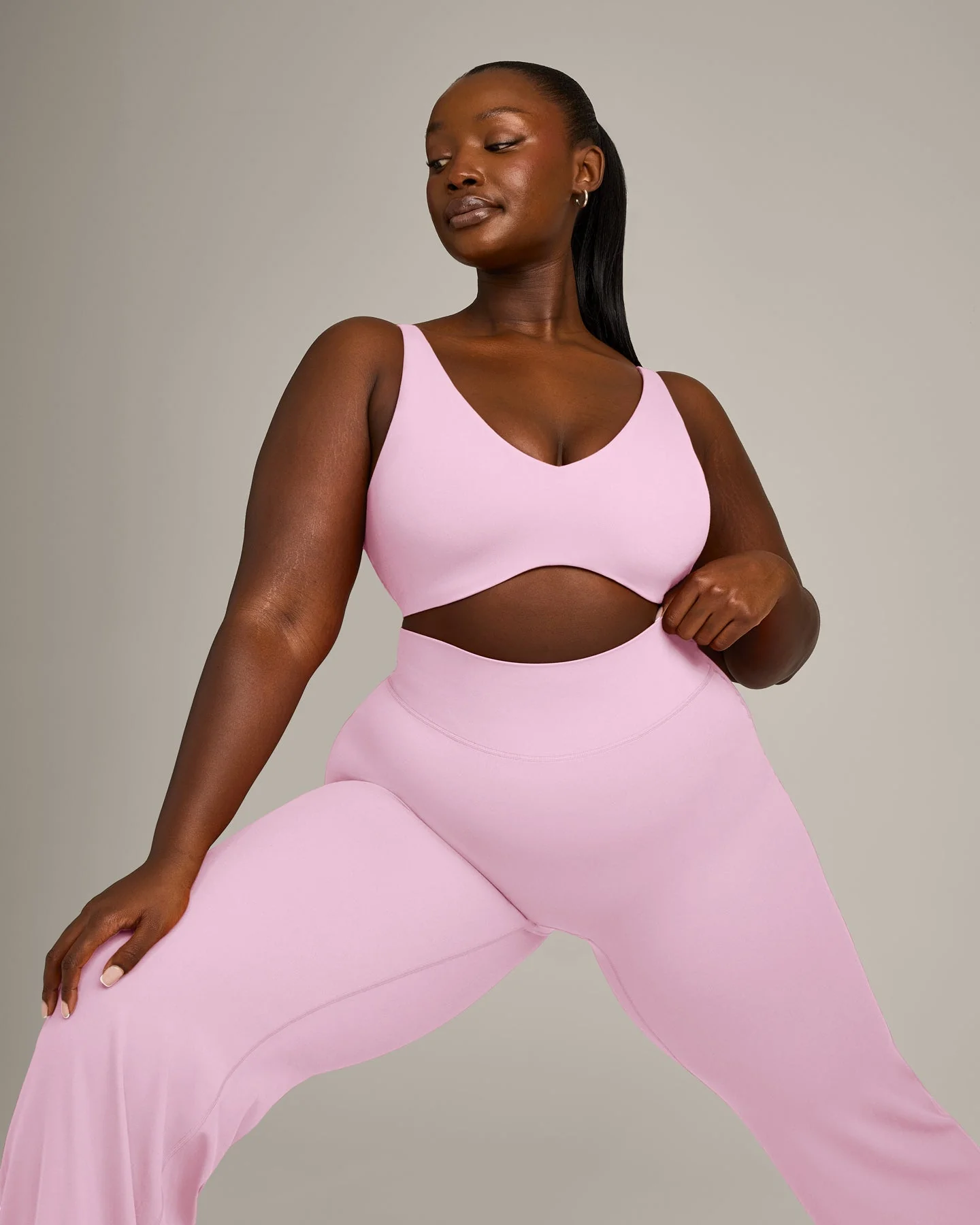SoftMotion™ Scoop Back Bralette with Grey Logo | Chalk Pink - Image 6